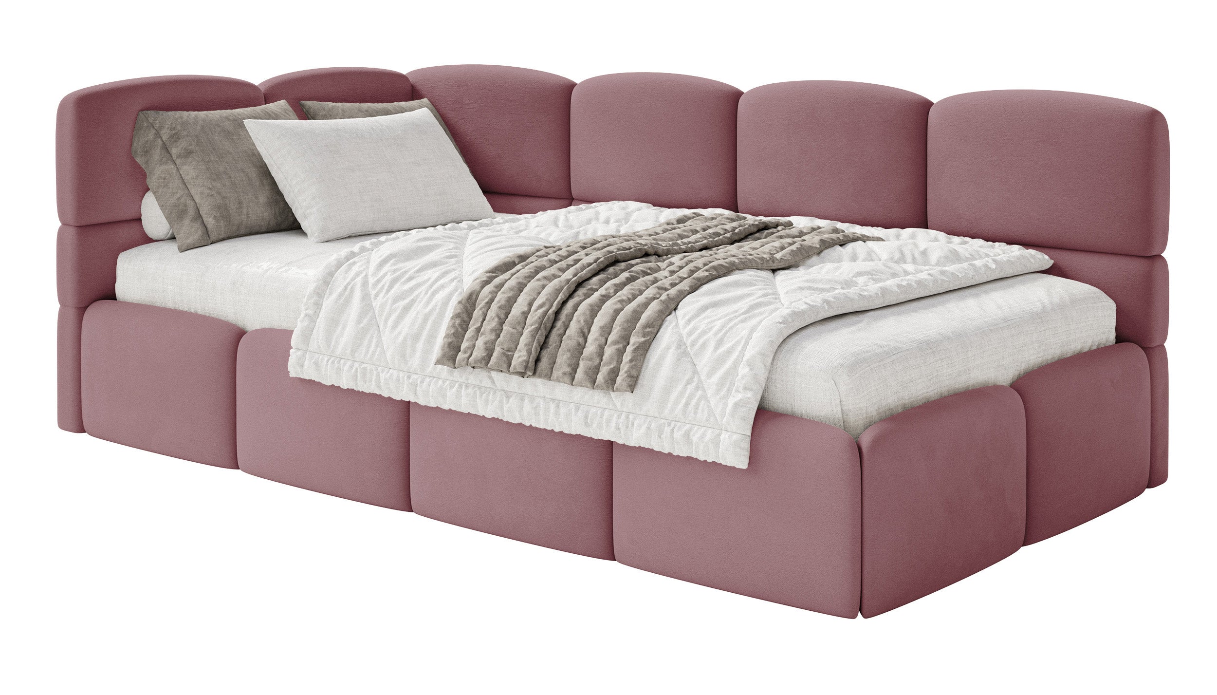 selsey-cloudy-jugendbett-90x200-cm-links-mit-matratze-und-bettkasten-rosa-velour image 1