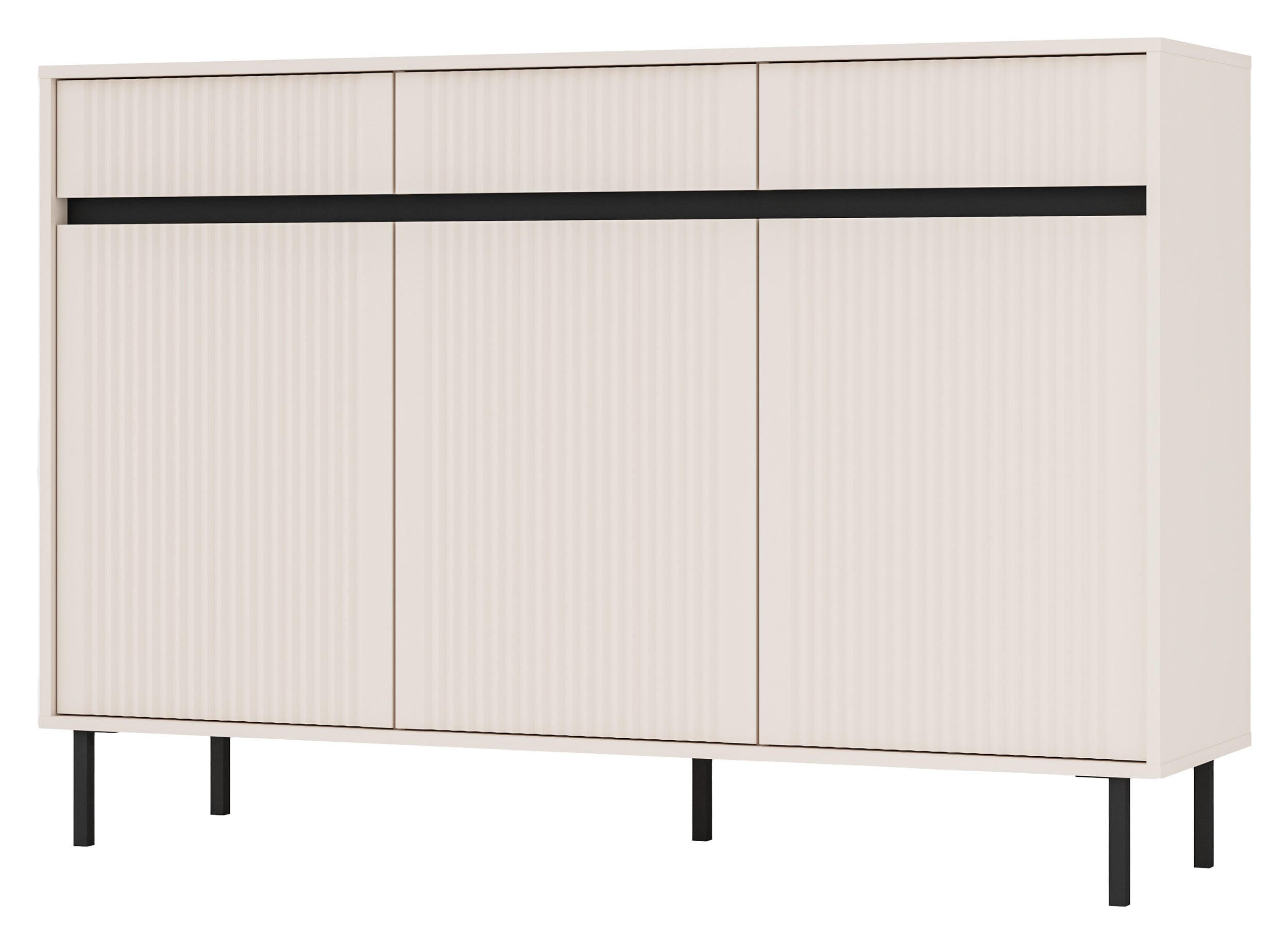 selsey-osaka-dreht-r-kommode-149-cm-sandbeige-geriffelte-fronten-schwarze-beine image 1