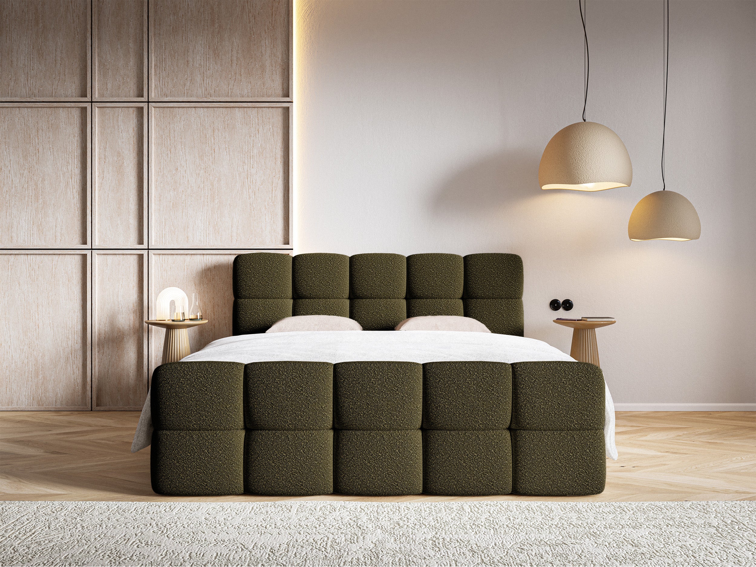 selsey-cloudy-kontinentales-bett-180x200-cm-mit-stauraum-und-topper-oliv-boucl image 2