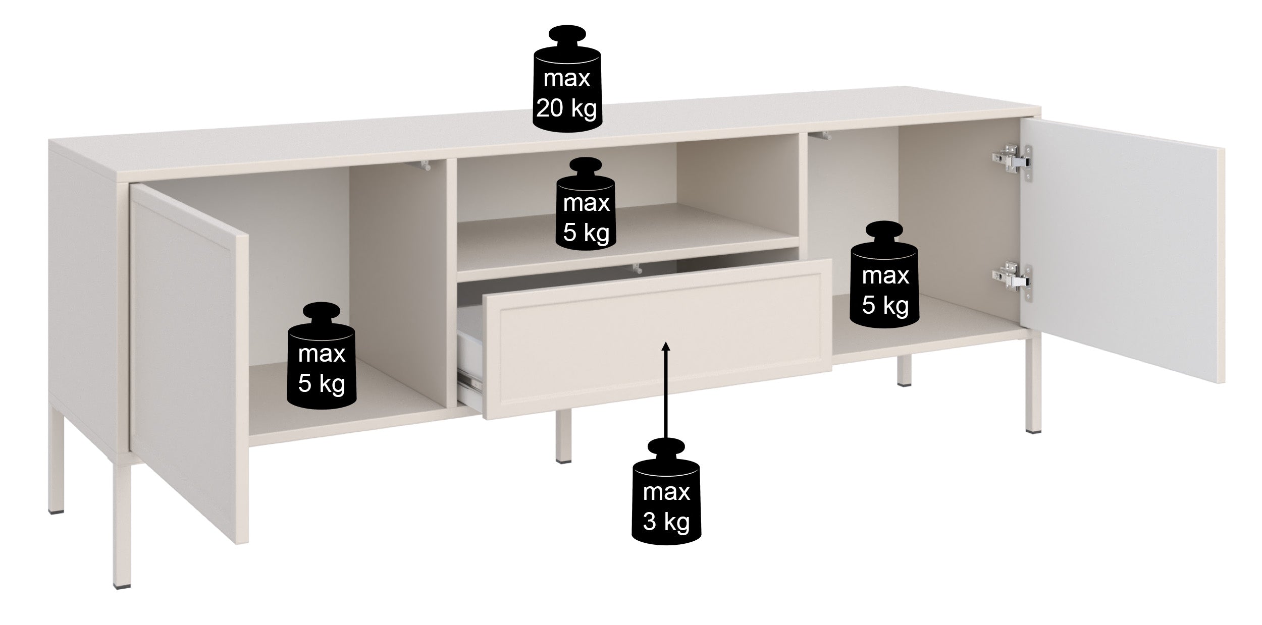 selsey-velveto-tv-schrank-160-cm-zweifl-gelig-mit-schublade-und-nische-kaschmir image 8