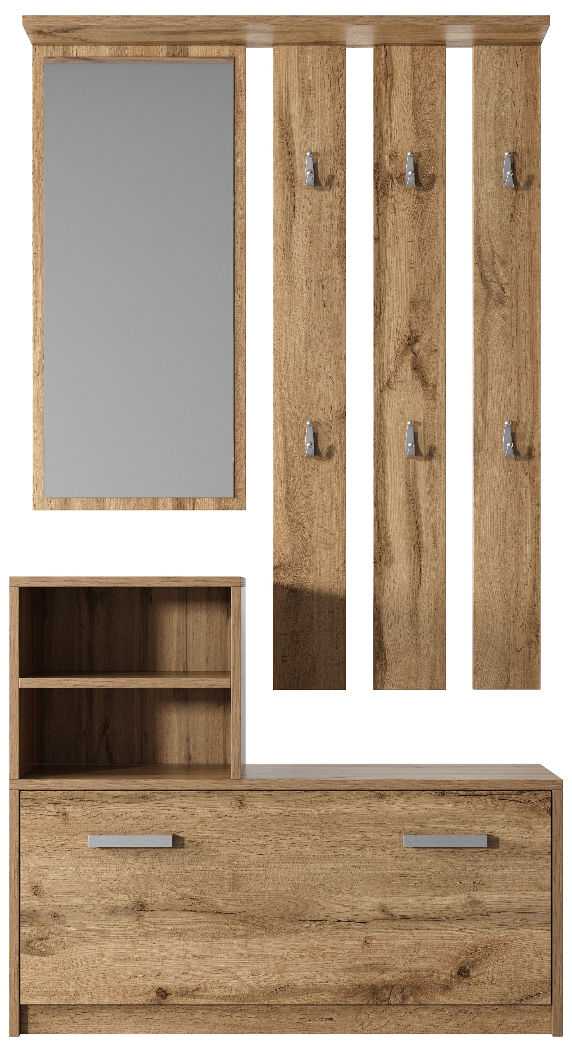 selsey-yesfir-flur-set-mit-spiegel-haken-und-schuhschrank-wotan-eiche image 6