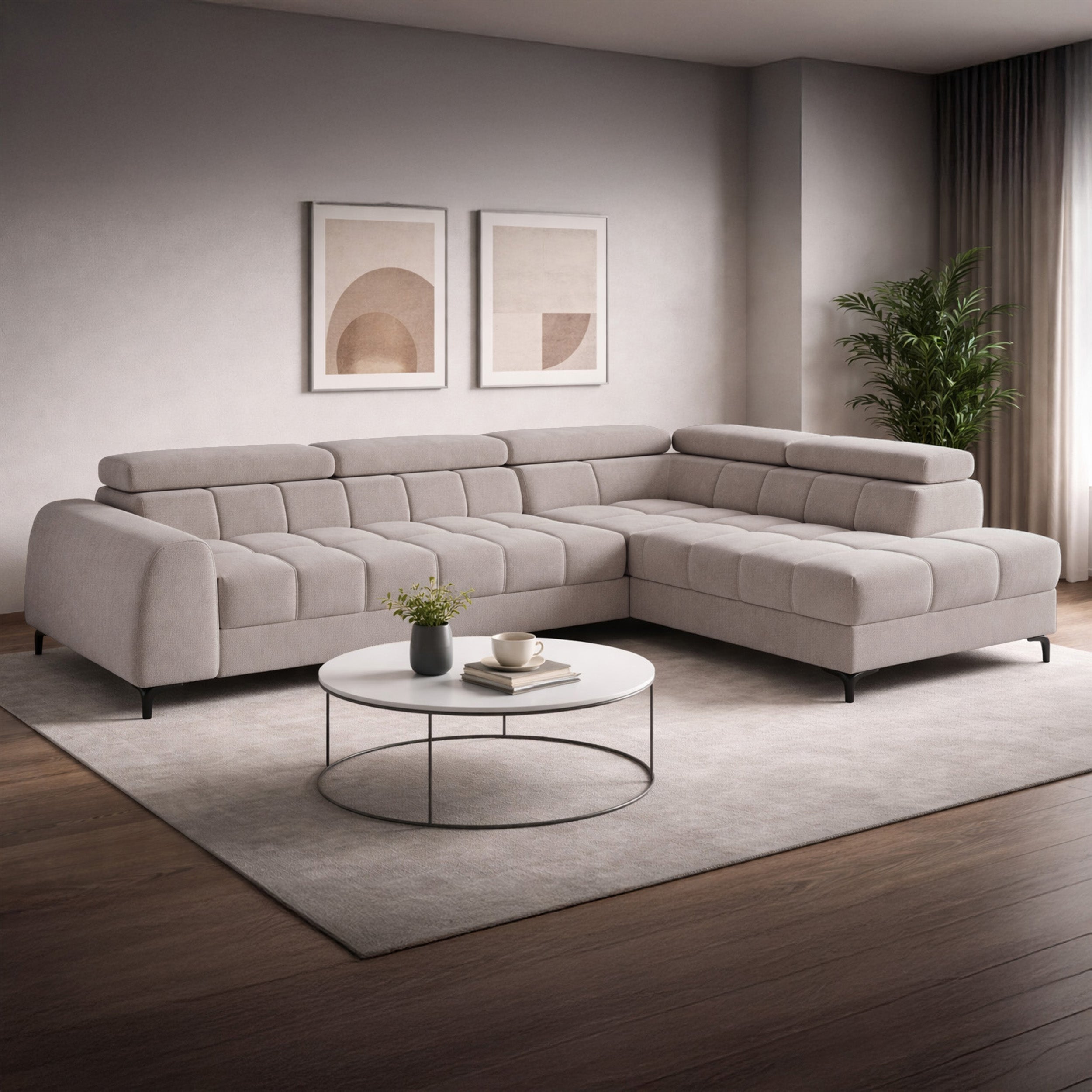 selsey-arellio-ecksofa-l-f-rmig-rechts-mit-schlaffunktion-und-stauraum-grau-beig image 2