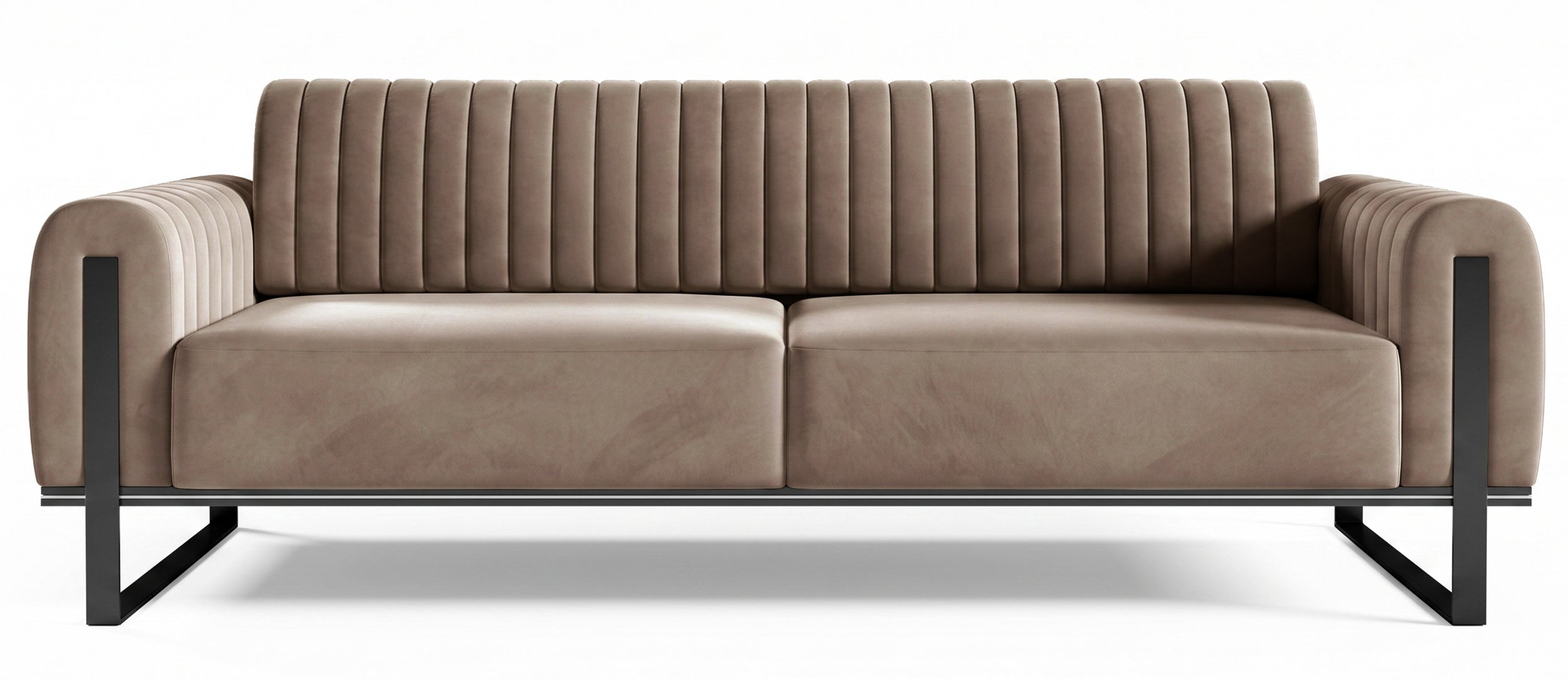 selsey-parissa-dreiersofa-3-sitzer-beige-samt-schwarze-beine image 1
