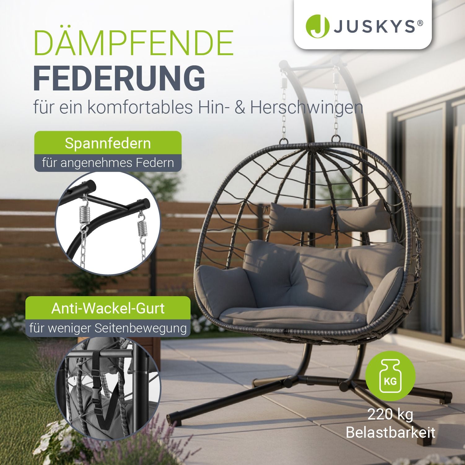 juskys-aria-polyrattan-doppelh-ngesessel-xxl-in-grau-mit-gestell image 5