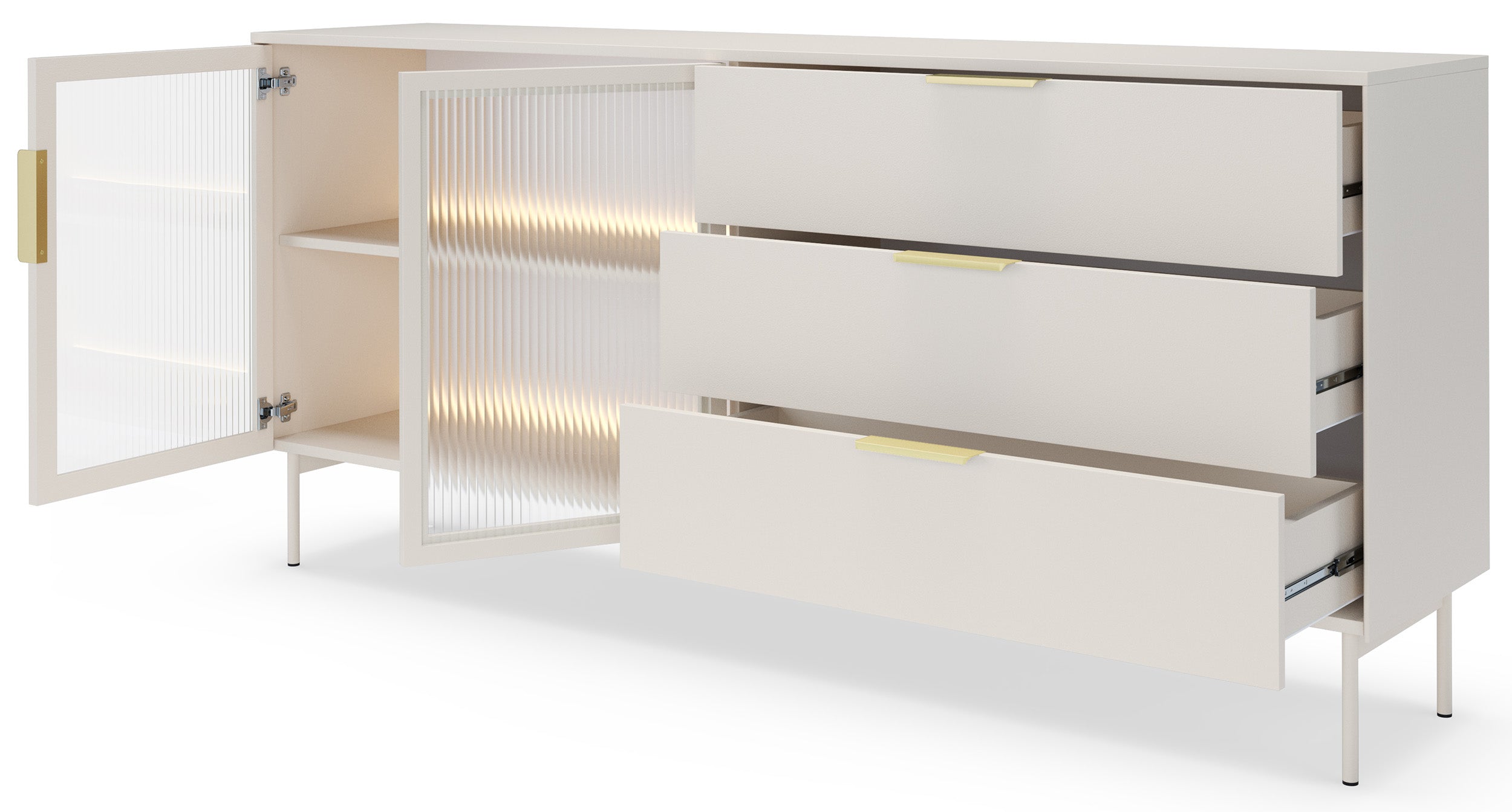 selsey-lumi-vitrine-zweit-rig-181-cm-mit-3-schubladen-und-led-kaschmir-riffelgla image 3