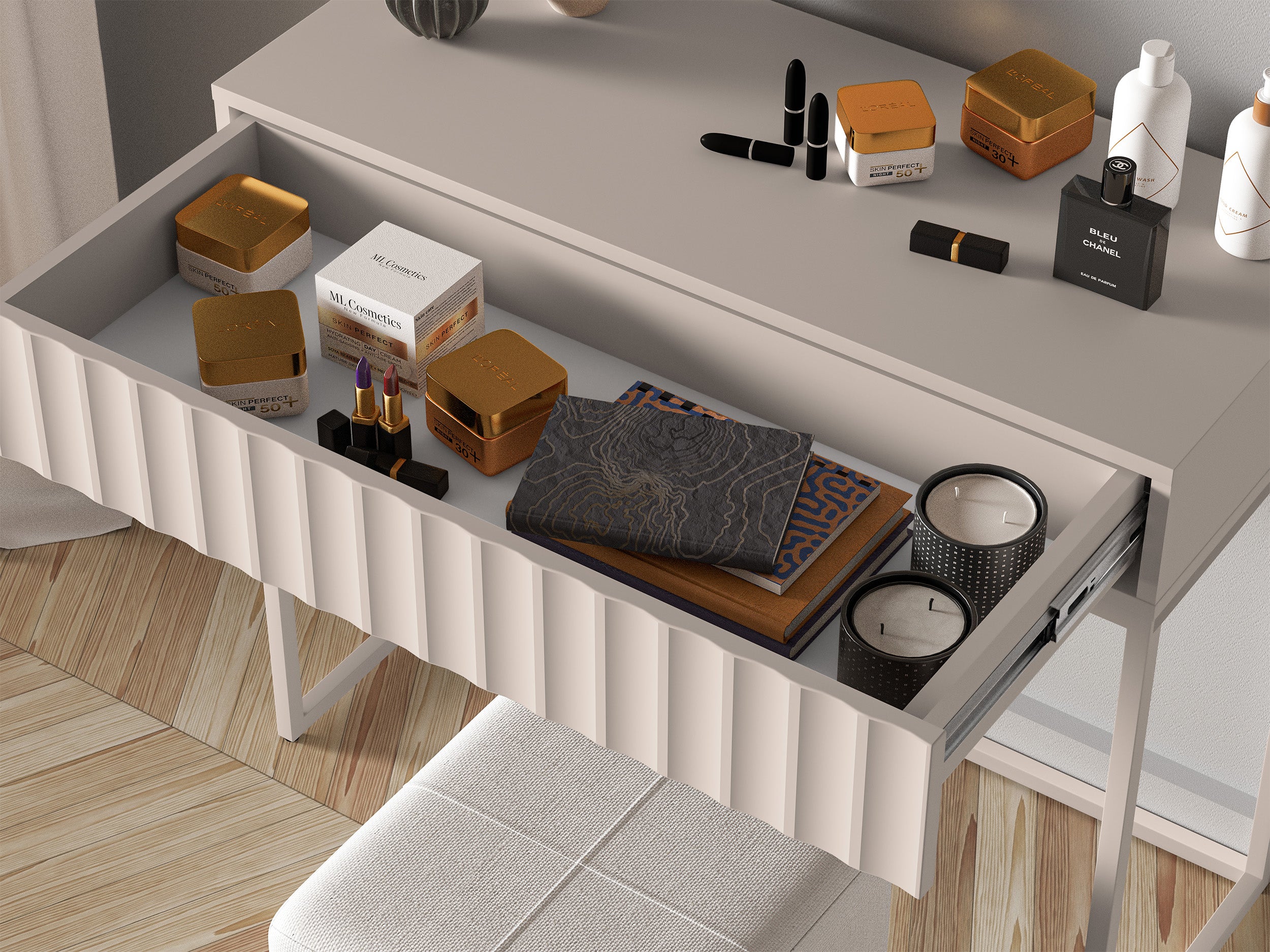 selsey-derriva-schminktisch-beige-mit-rillenfronten image 8