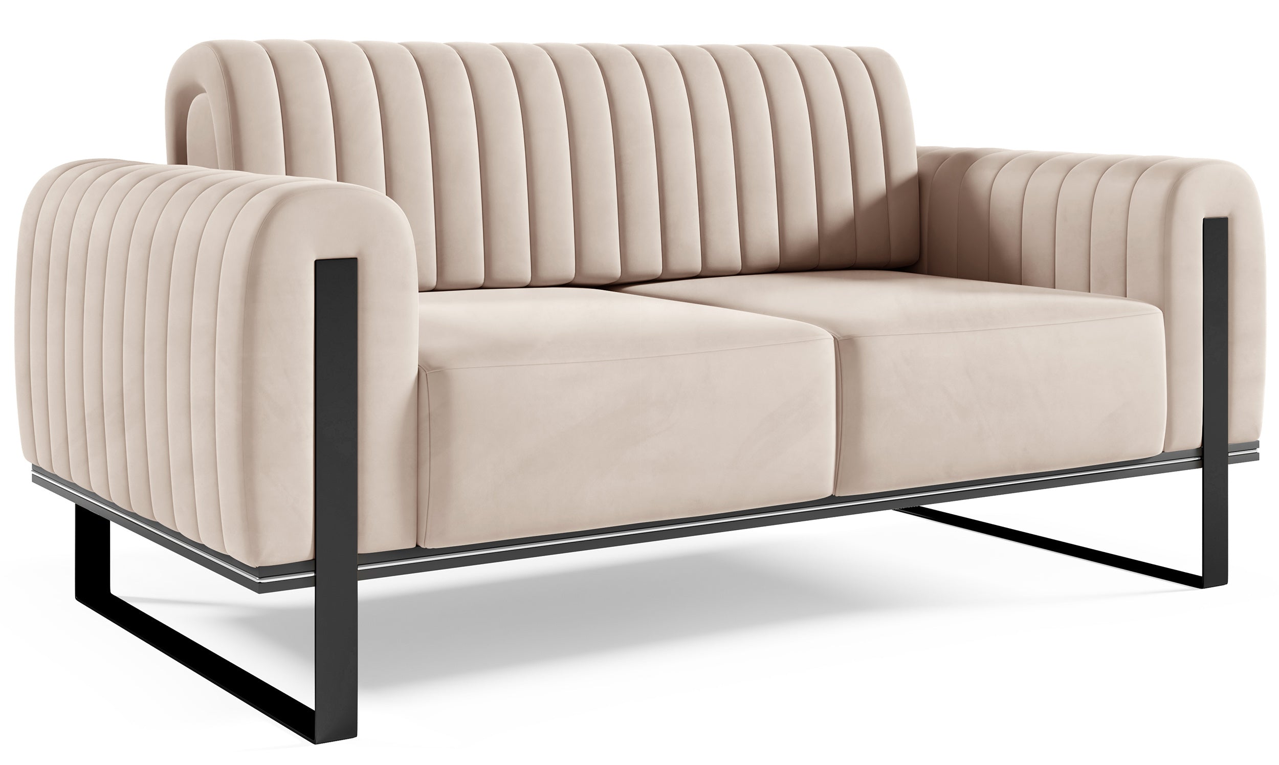 selsey-parissa-2-sitzer-sofa-hellbeige-velours-mit-schwarzen-beinen image 4