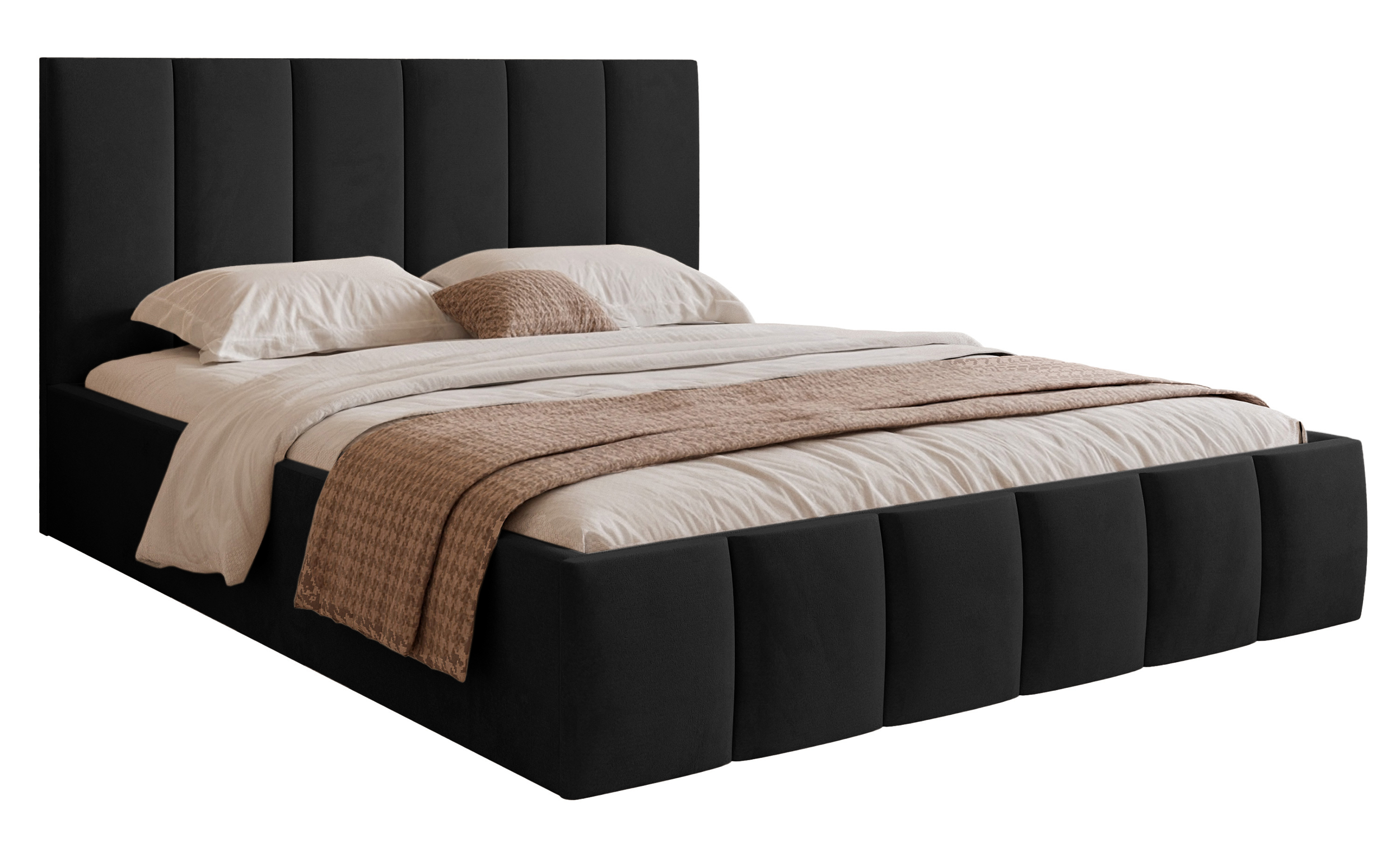 selsey-sarafino-polsterbett-160x200-cm-mit-bettkasten-schwarzer-samt-metallrahme image 1