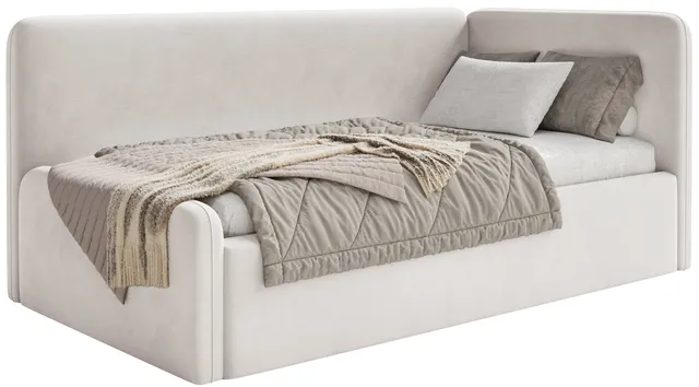 selsey-fanklo-jugendbett-90x200-cm-rechts-mit-stauraum-hellbeiger-velours image 1