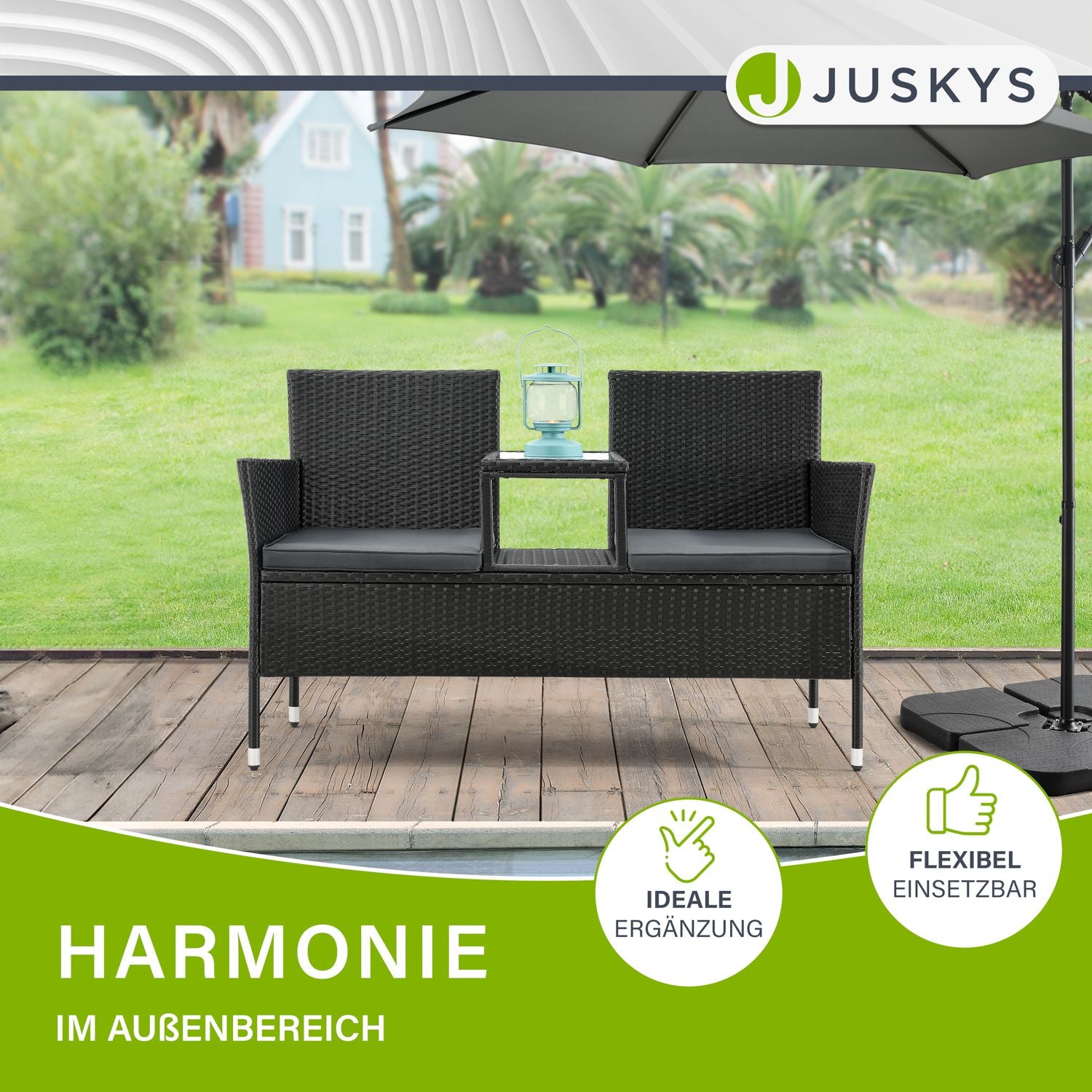 juskys-polyrattan-sitzbank-monaco-2-sitzer-schwarz-mit-tisch image 7