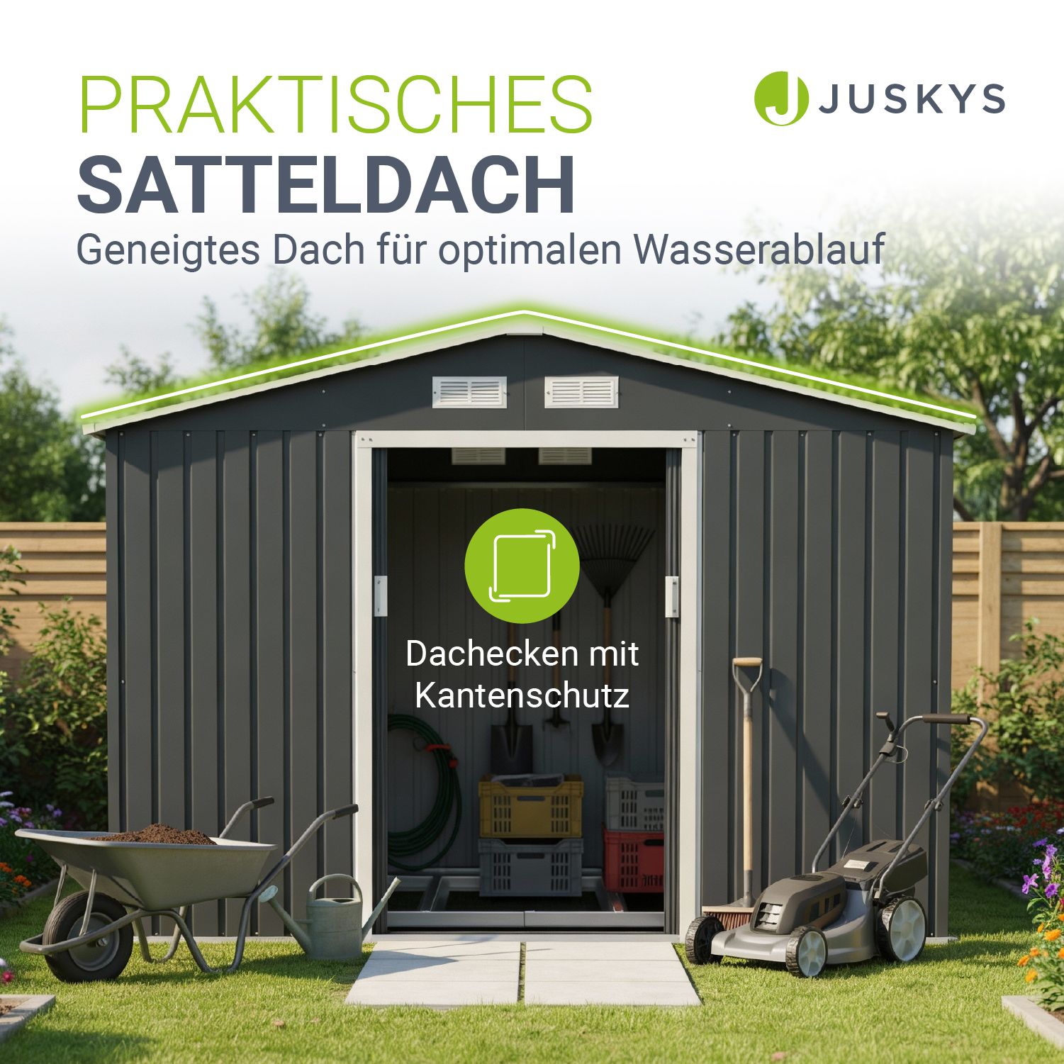 juskys-ger-tehaus-metall-gr-e-m-mit-pultdach-ger-teschuppen-dunkelgr-n-doppelsch image 6