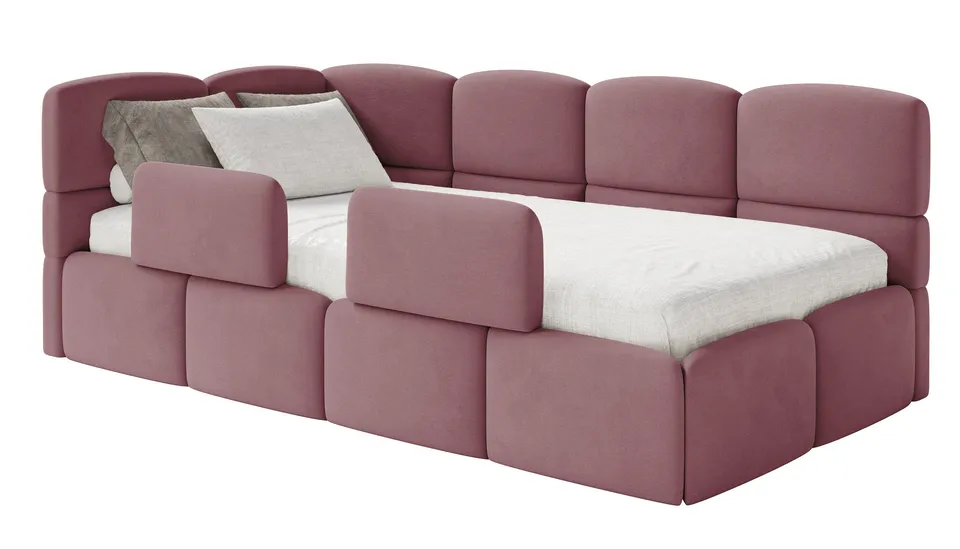 selsey-cloudy-jugendbett-90x200-cm-links-rosa-velours-mit-matratze-und-stauraum image 1