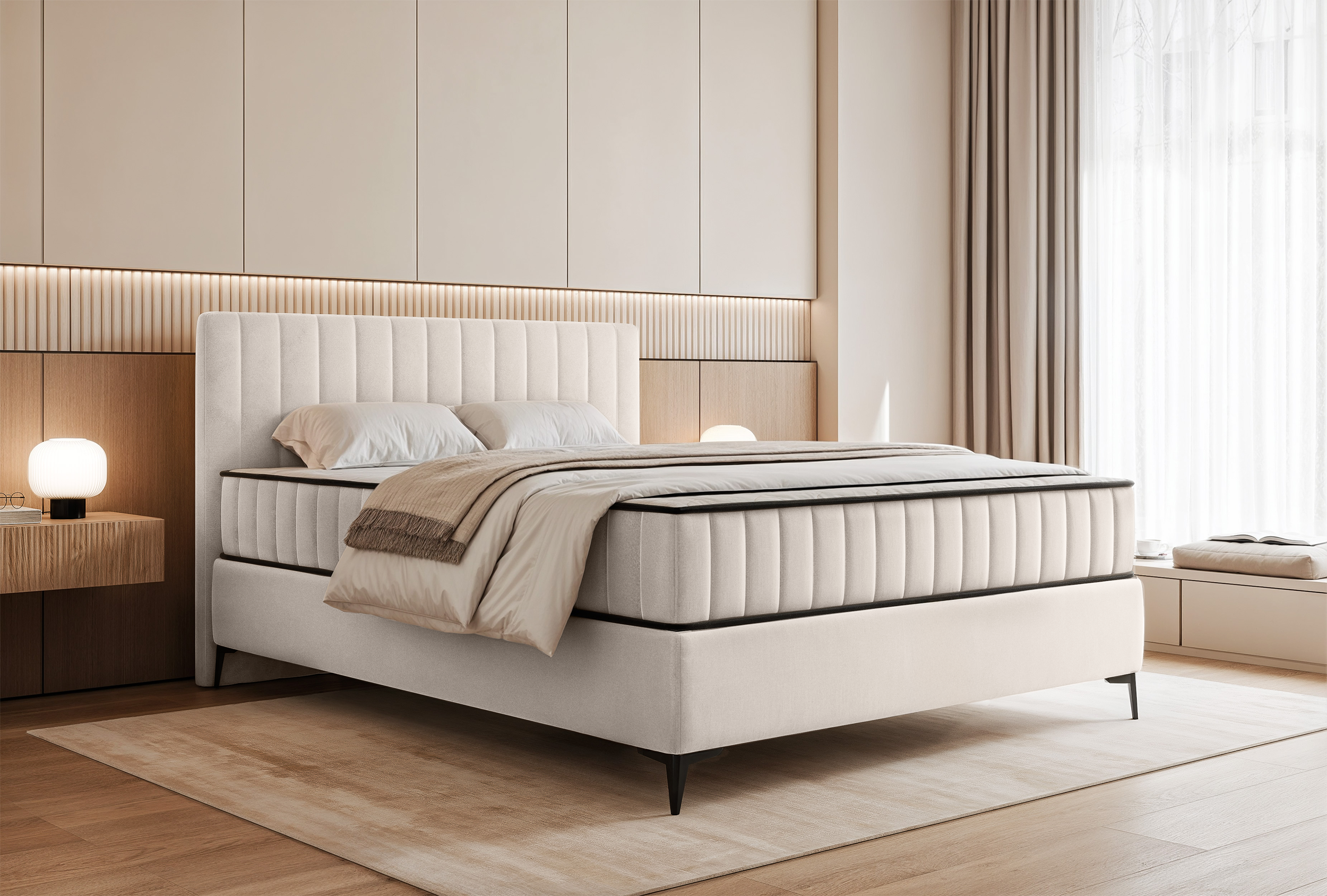 selsey-mufasso-kontinentales-bett-140x200-cm-mit-stauraum-cremefarbener-velours image 2