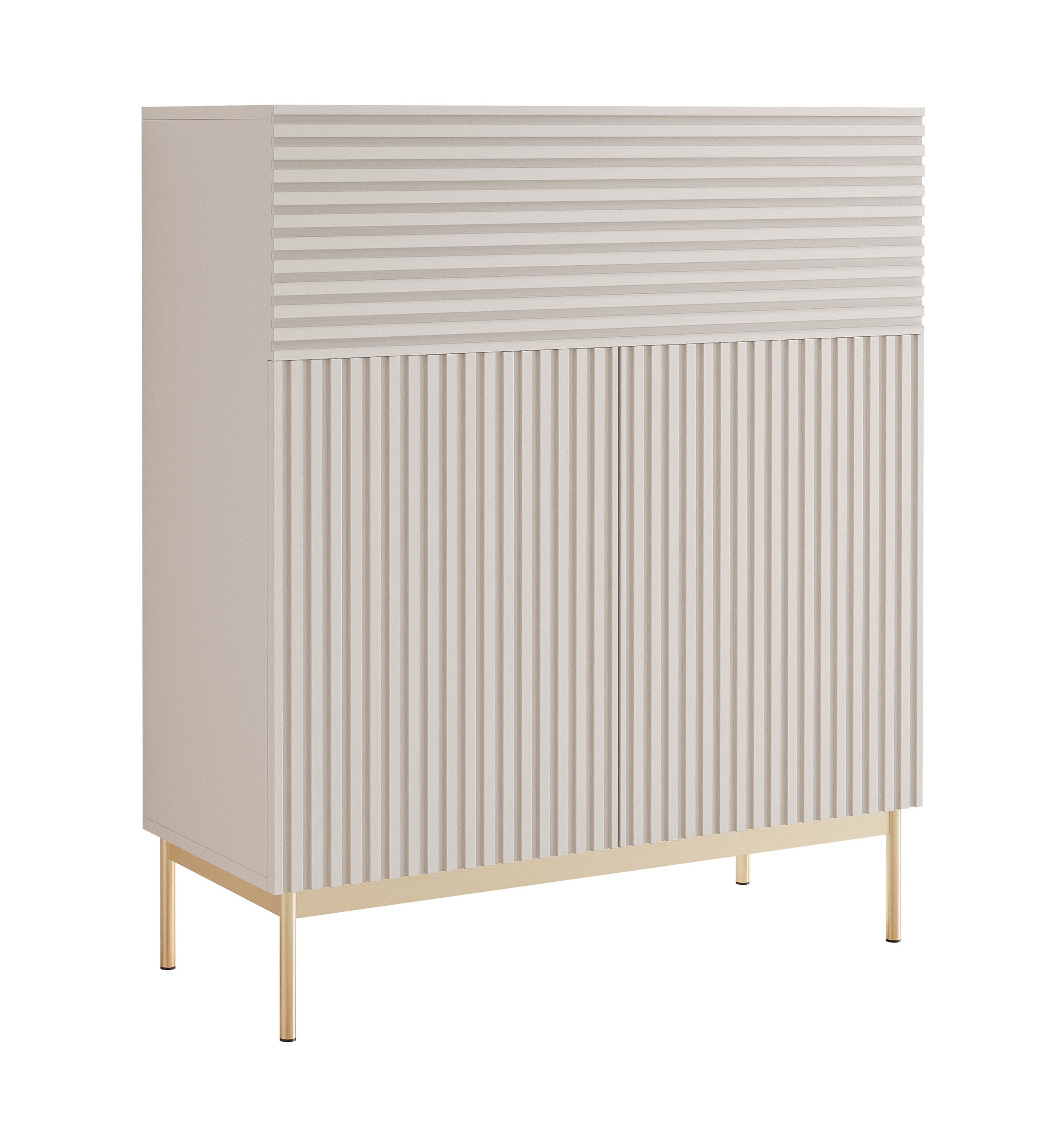 selsey-linearis-kommode-92-cm-zweit-rig-mit-klappfach-und-led-kaschmir-auf-goldb image 1