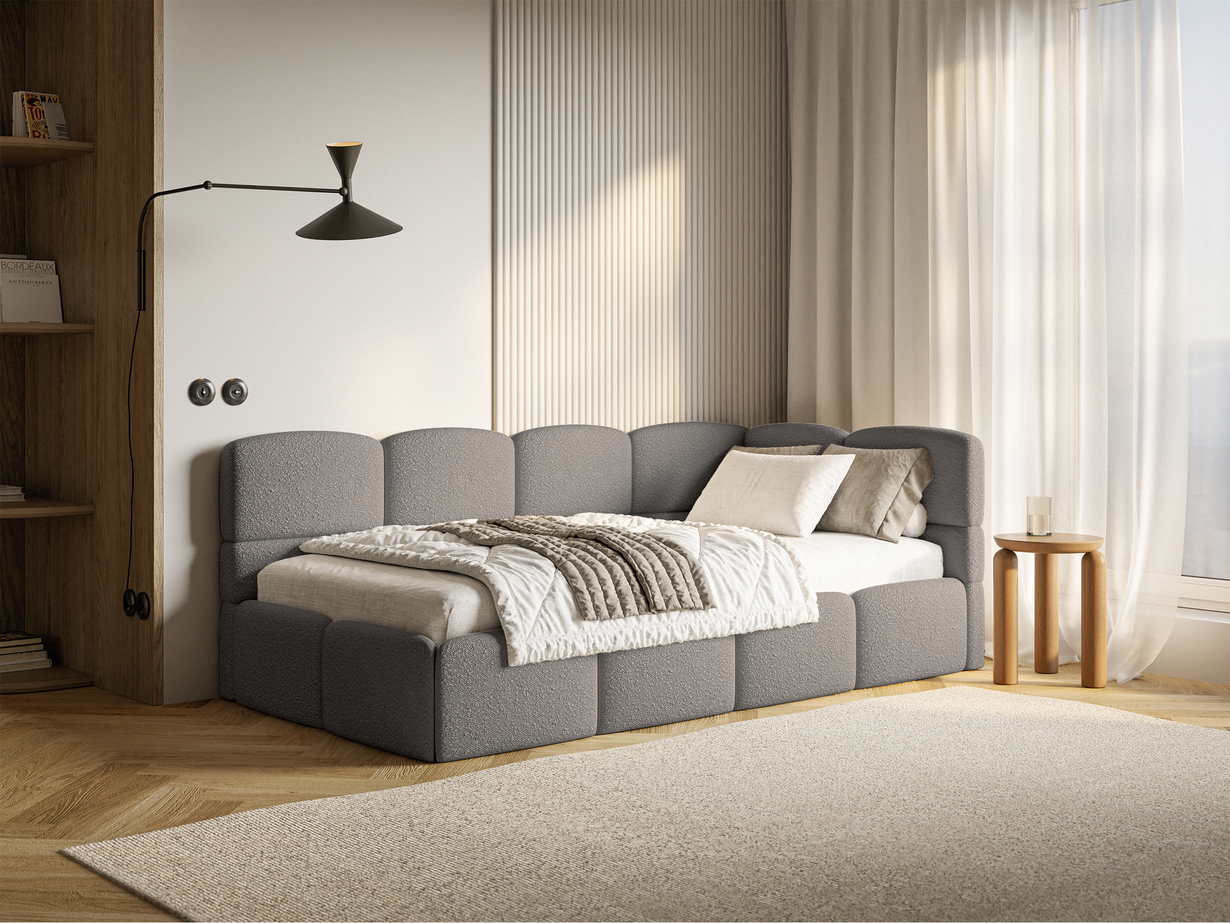 selsey-cloudy-jugendbett-90x200-cm-rechtsseitig-mit-stauraum-grau-boucl-gitter image 2