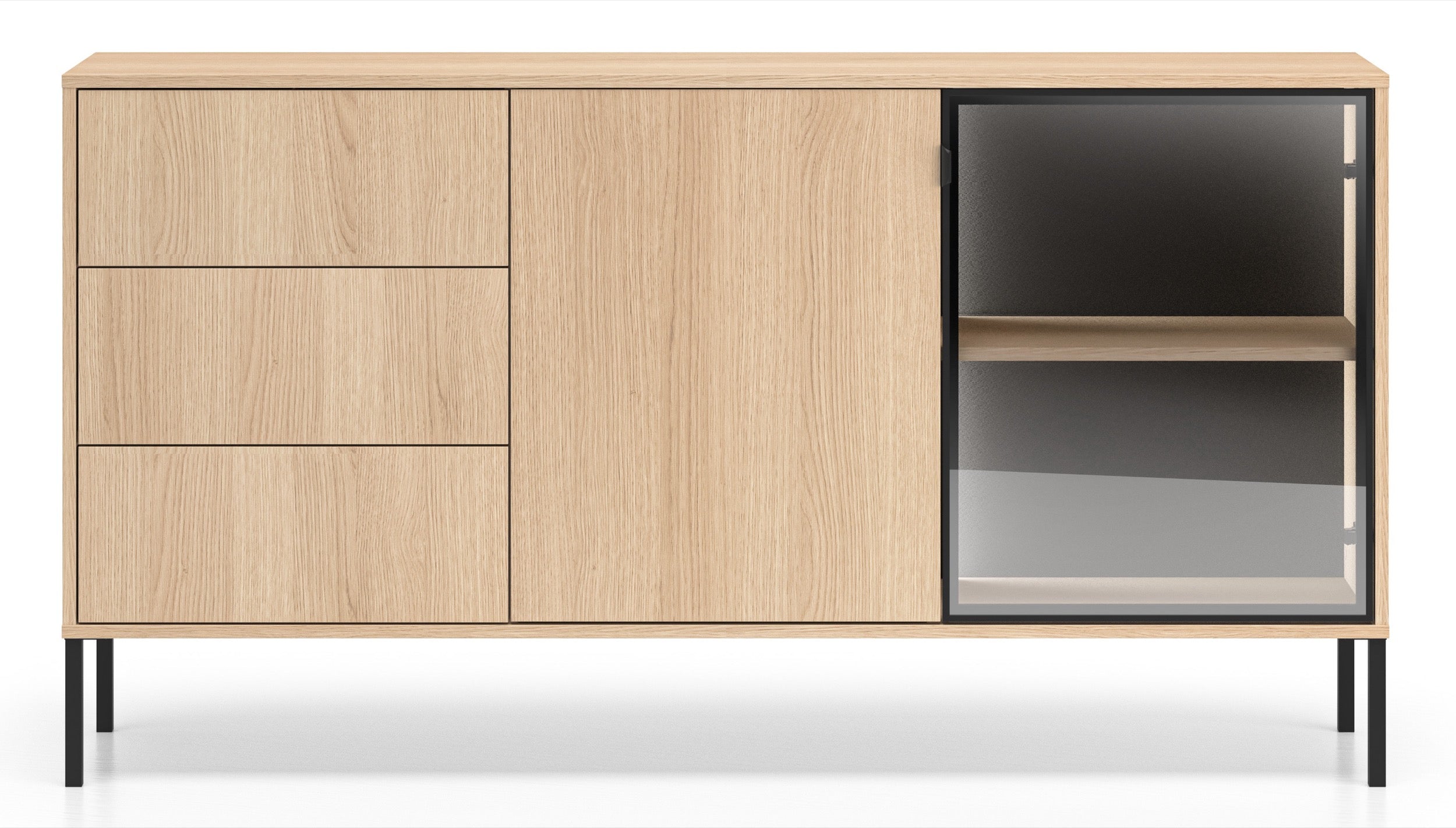 selsey-barnee-zweit-rige-kommode-160-cm-lindberg-eiche-mit-schubladen-und-beleuc image 5