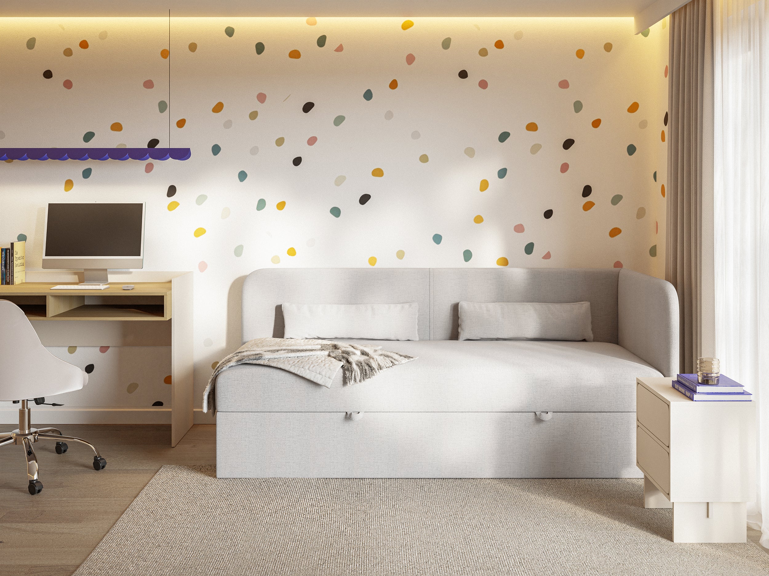 selsey-calmmo-jugendbett-90x200-cm-rechtsseitig-mit-stauraum-hellgrauer-hydropho image 3