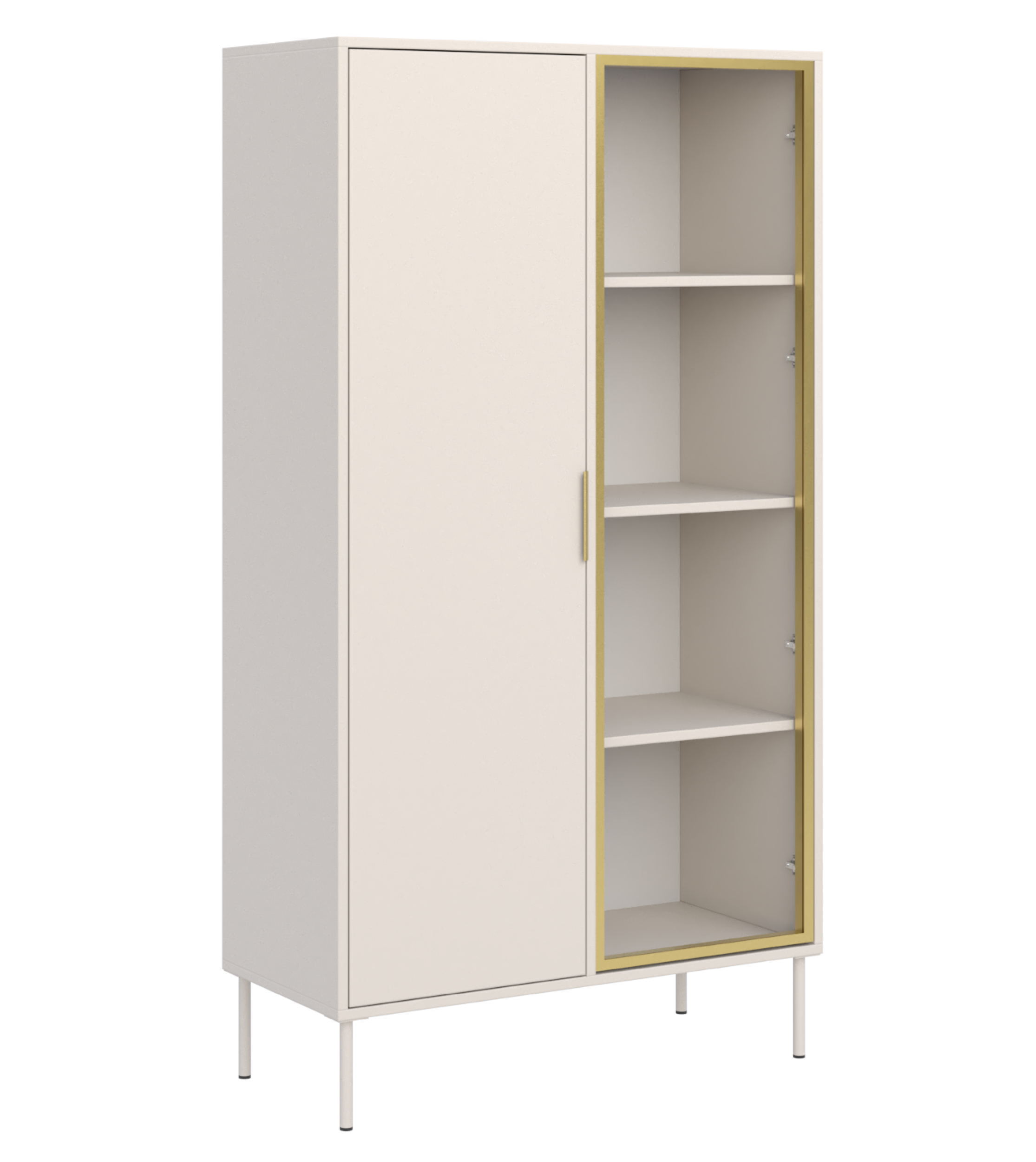 selsey-vena-zweifl-geliger-vitrinenschrank-90-cm-mit-kaschmirfarbener-glasfront image 1