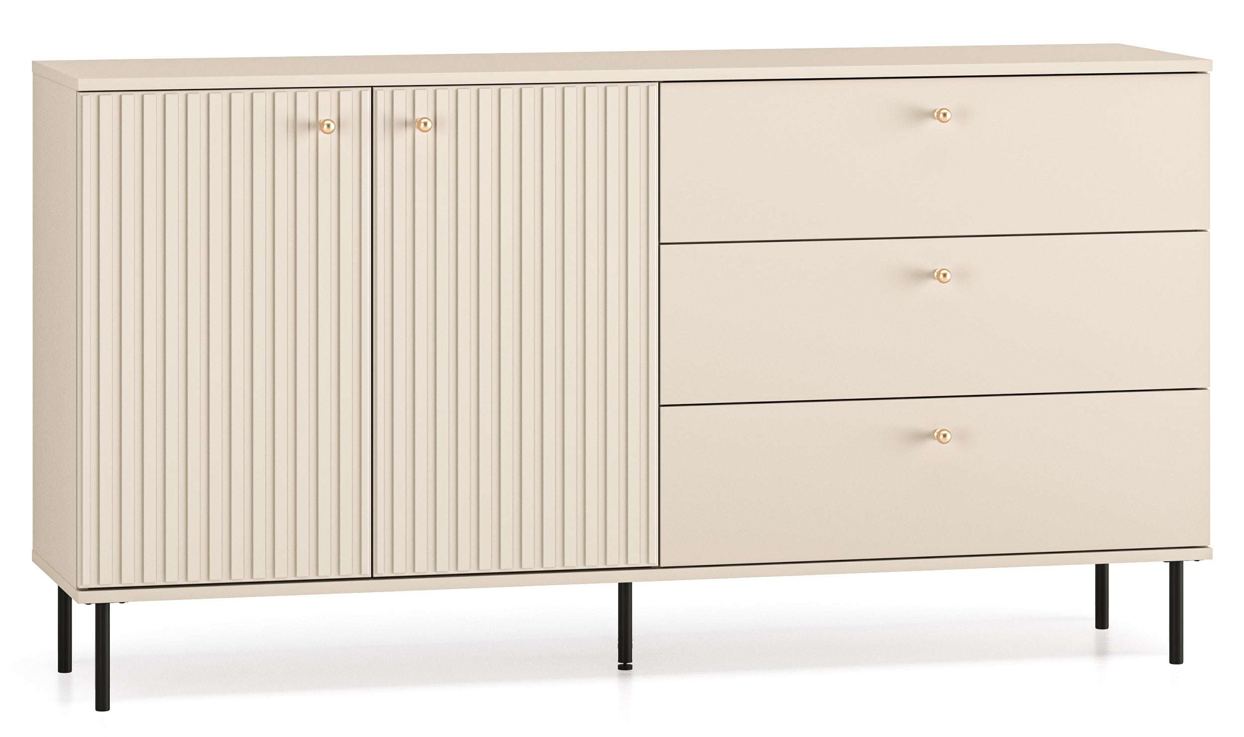 selsey-caletto-kommode-160-cm-zweit-rig-mit-drei-schubladen-beige-mit-lamellen image 1