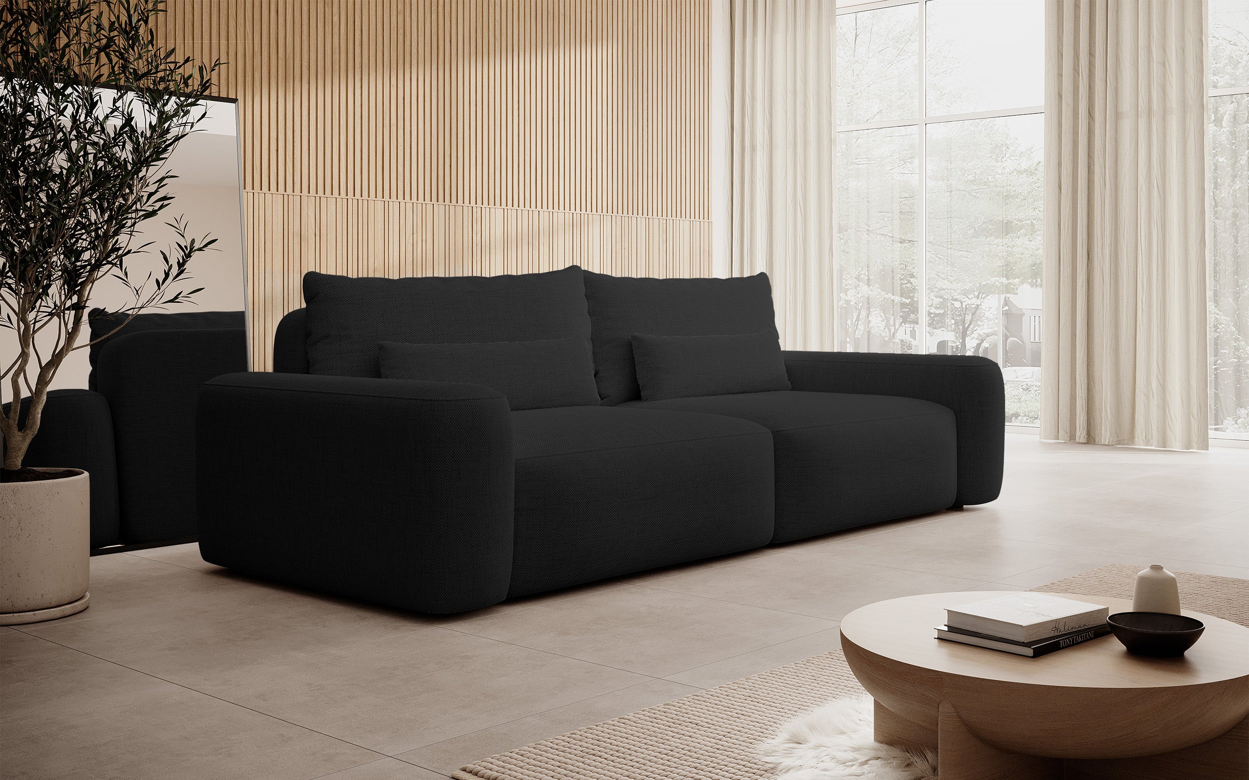 selsey-carnos-dreisitziges-ausklappbares-sofa-schwarz-hydrophobes-chenille-schwa image 2