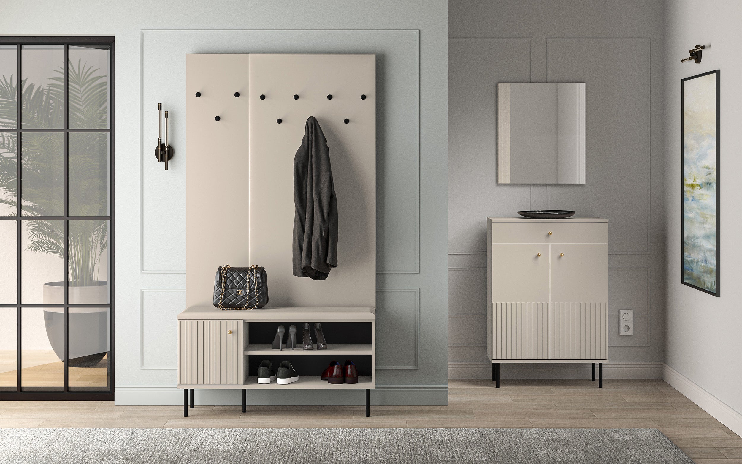 selsey-caletto-wandhaken-34-cm-beige-mit-3-schwarzen-haken image 3