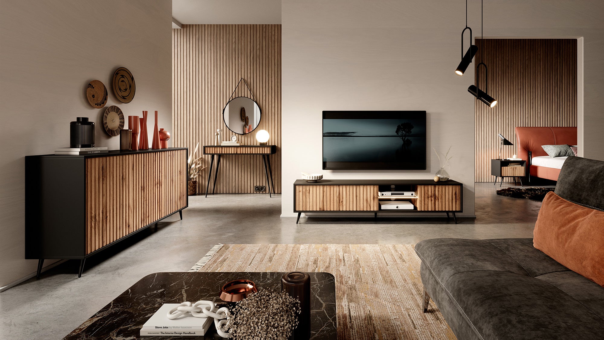 selsey-bello-tv-schrank-175-cm-schwarz-wotan-eiche-mit-lamellenfront-und-led image 3