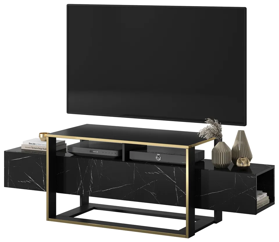 selsey-excelsum-tv-schrank-160-cm-schwarzer-marmor-mit-abschlie-barem-fach image 1