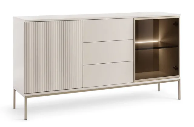 selsey-tosena-kommode-154-cm-kaschmir-mit-2-t-ren-schubladen-und-led image 1