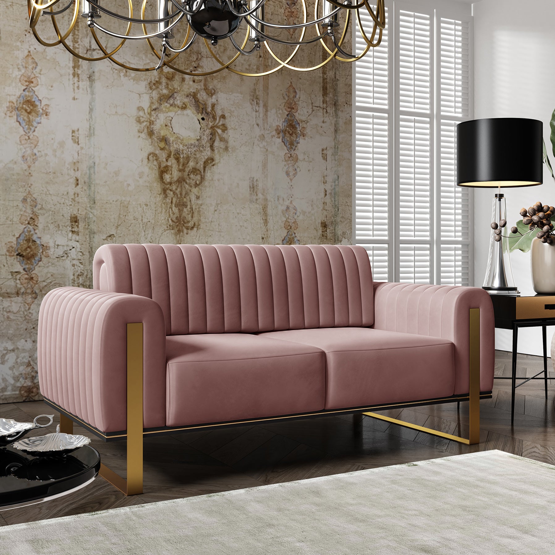 selsey-parissa-zweisitziges-sofa-rosa-samt image 2