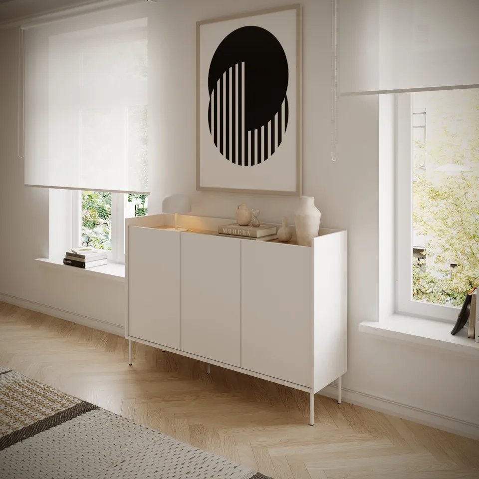 selsey-tovi-kommode-140-cm-mit-dreht-ren-wei-lindberg-eiche image 1