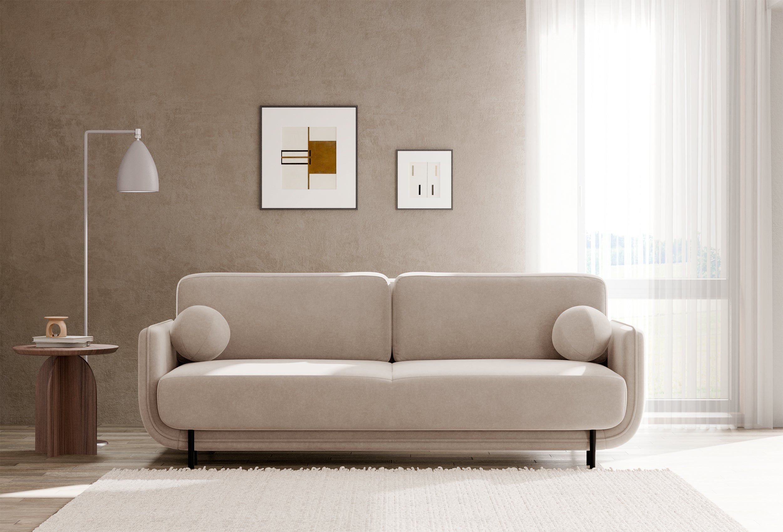 selsey-ovals-dreisitzer-schlafsofa-aus-samt-beige-ausklappbar image 5