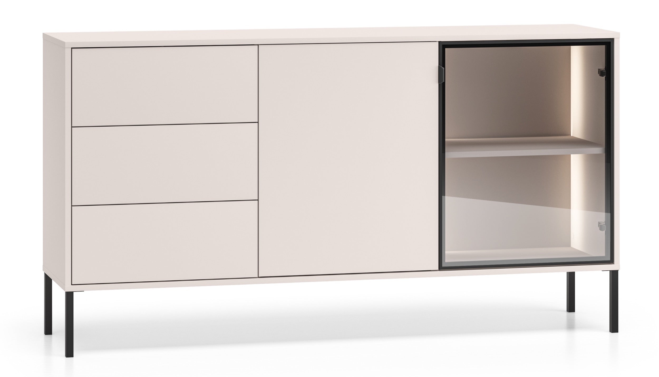 selsey-barnee-zweit-rige-kommode-160-cm-mit-schubladen-und-beleuchtung-kaschmir image 1