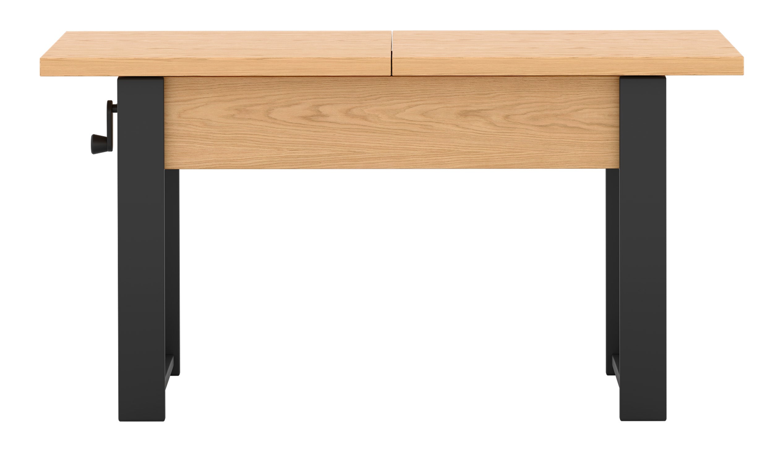 selsey-hugo-ausziehbarer-couchtisch-120-157-x67-cm-eiche-bookmatch-schwarze-bein image 5