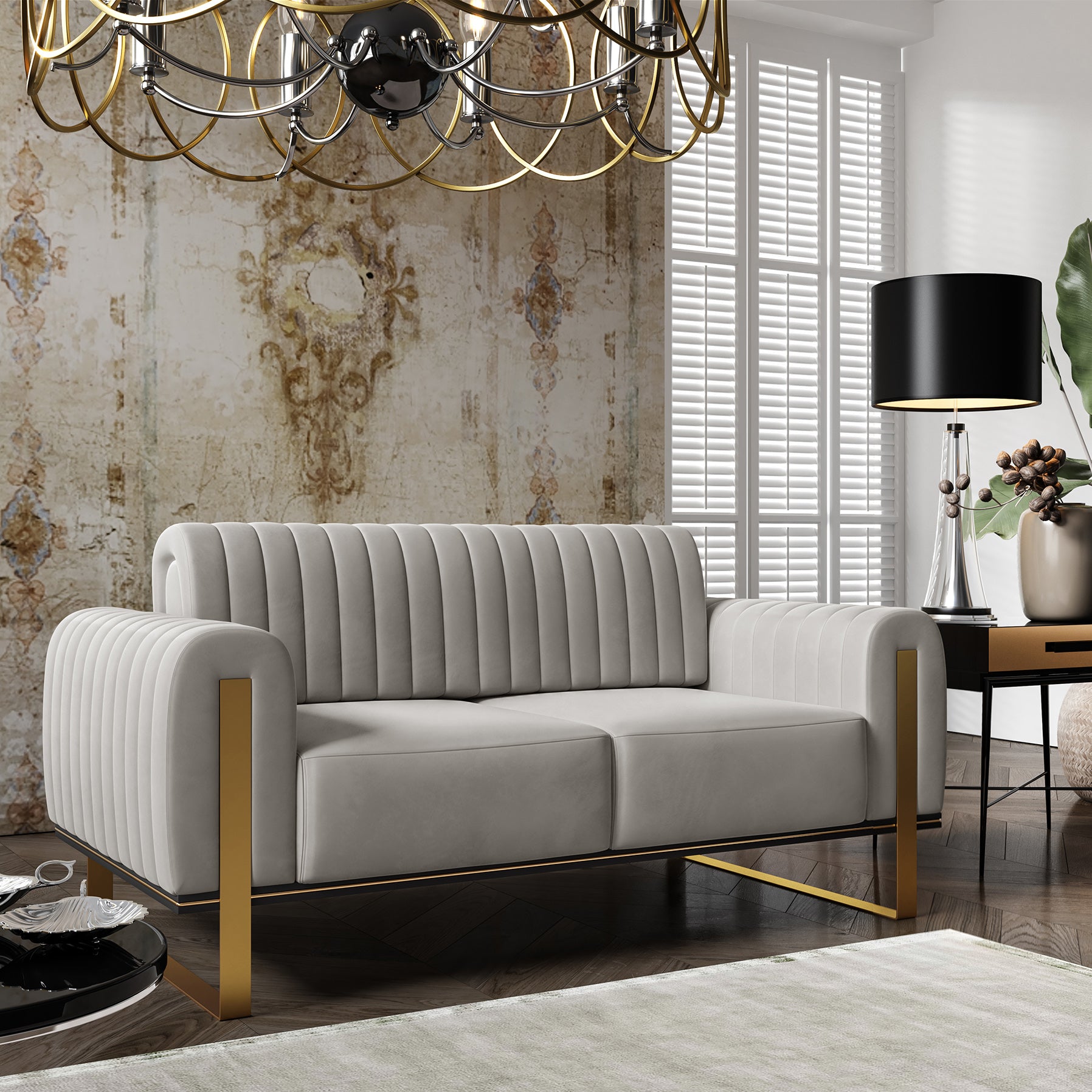 selsey-parissa-zweisitziges-sofa-hellgrauer-samt image 2