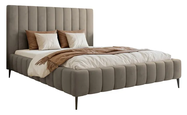 selsey-fiarro-gepolstertes-bett-160x200-cm-mit-bettkasten-grau-beige-samt-metall image 1