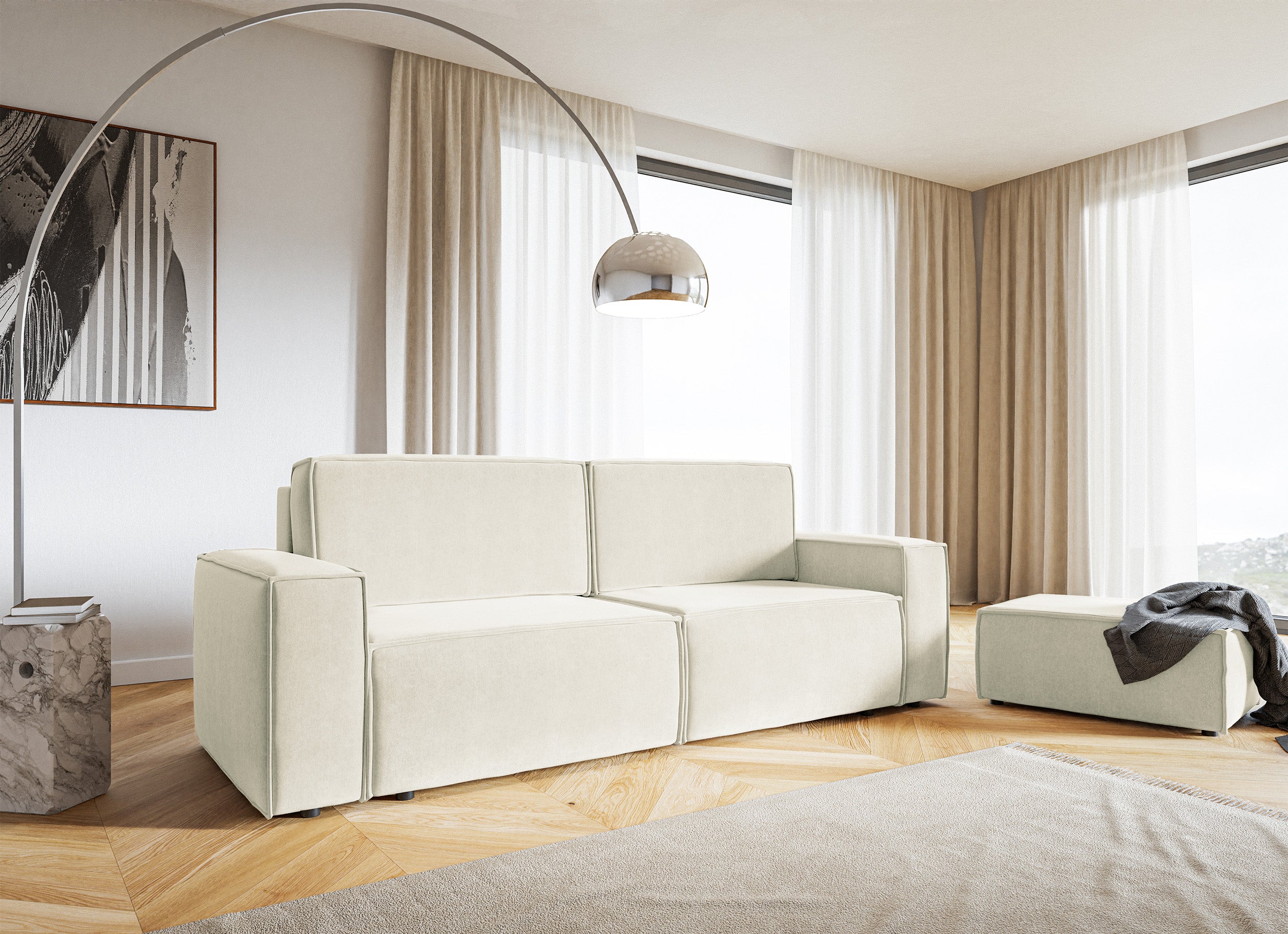 selsey-copertino-pouf-65x90-cm-cremefarbener-velours-hydrophob image 2