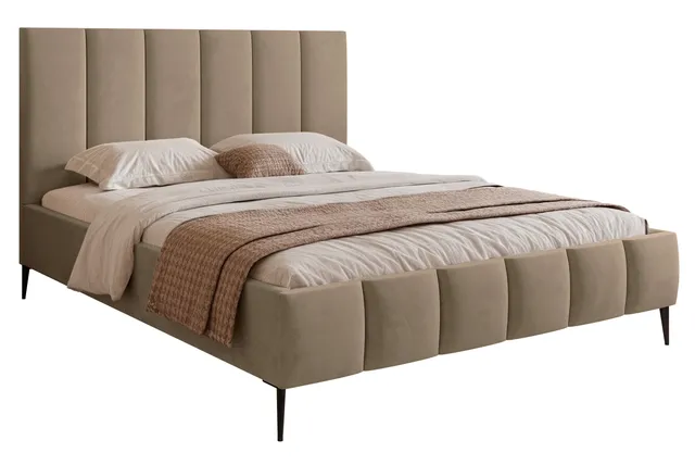 selsey-sarafino-polsterbett-160x200-cm-mit-bettkasten-dunkelbeiger-samt-metallra image 1