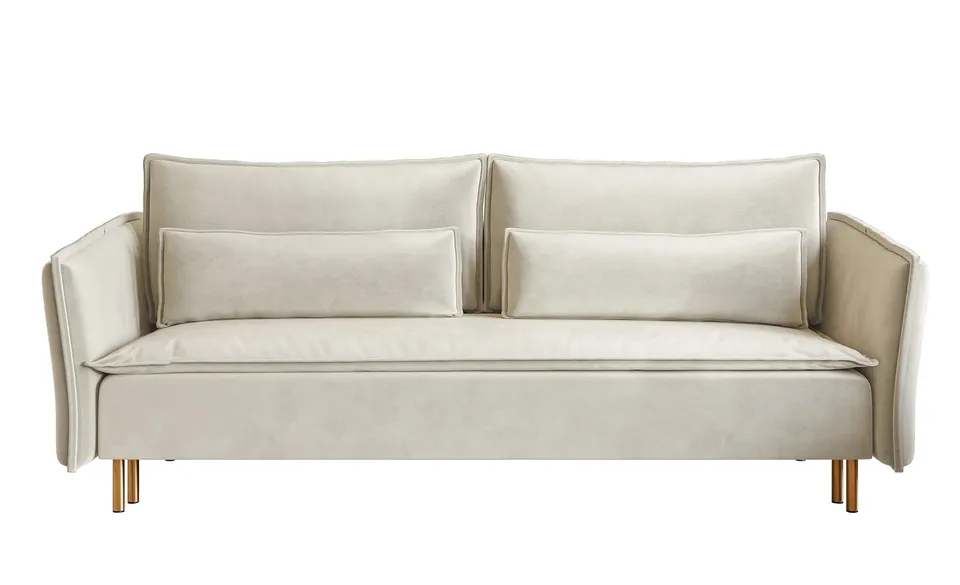 selsey-ummo-3-sitzer-schlafsofa-mit-stauraum-creme-velours-wasserabweisend-golde image 1
