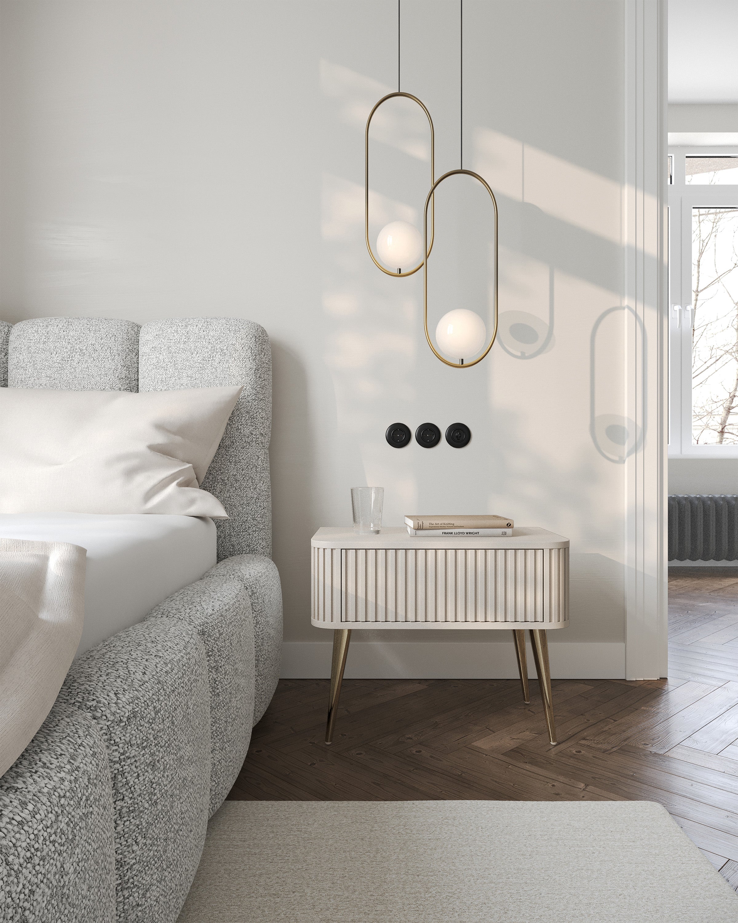selsey-ovarlo-nachttisch-63-cm-mit-rillen-und-schublade-sandbeige-mit-goldenen-b image 2