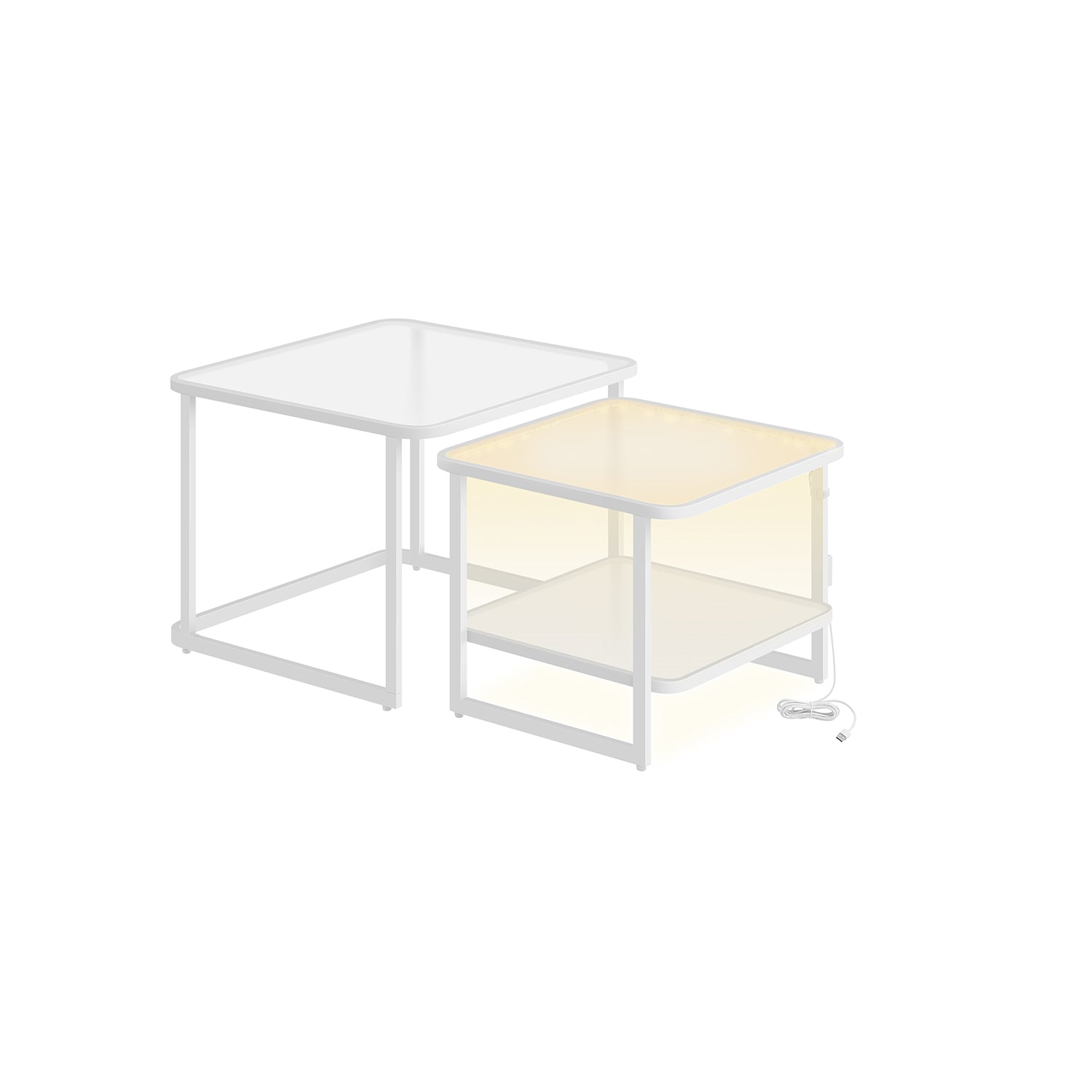 vasagle-couchtisch-2er-set-mit-led-licht image 1