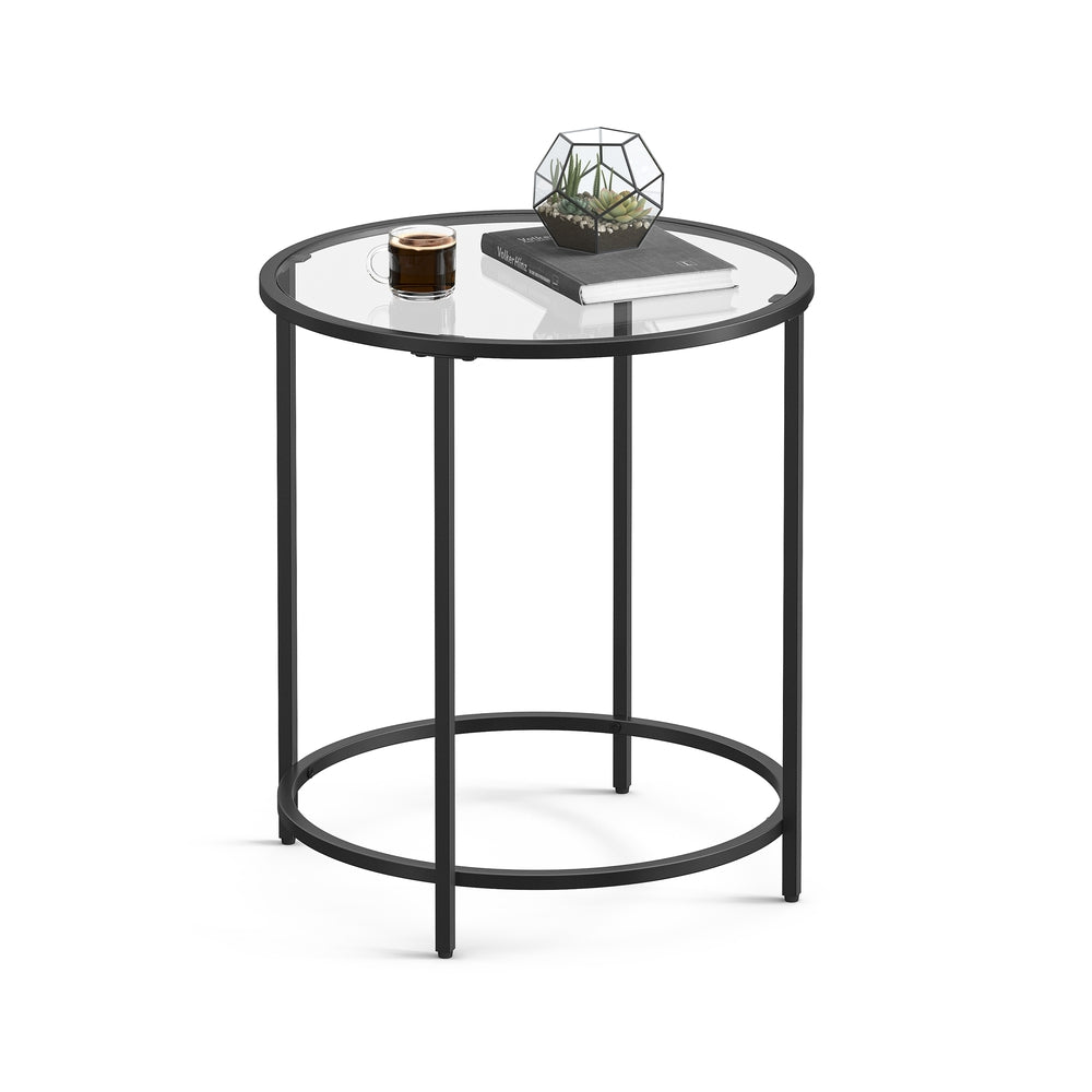 vasagle-runder-beistelltisch-mit-metallrahmen-schwarz-aus-stahl-und-hartglas image 3