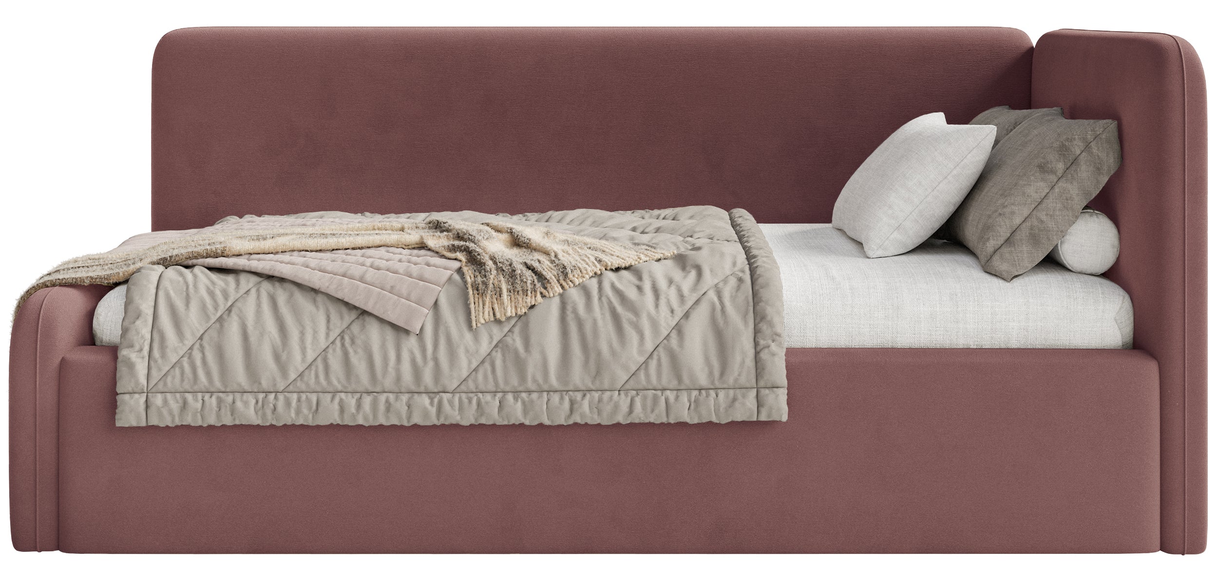 selsey-fanklo-jugendbett-90x200-cm-rechts-rosa-velours-mit-matratze-und-stauraum image 5