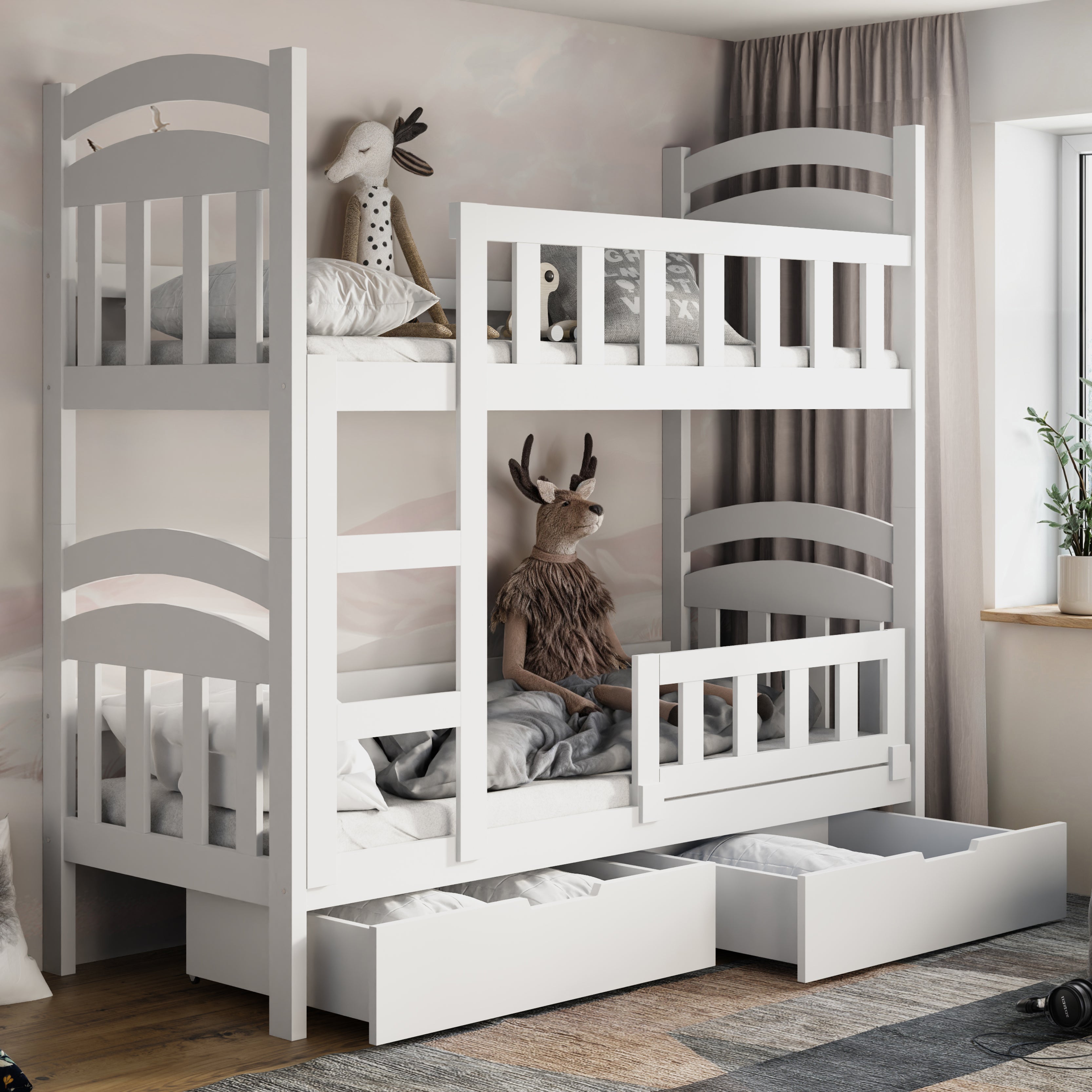 selsey-dopio-etagenbett-90x200-cm-mit-matratzen-und-schubladen-wei image 2