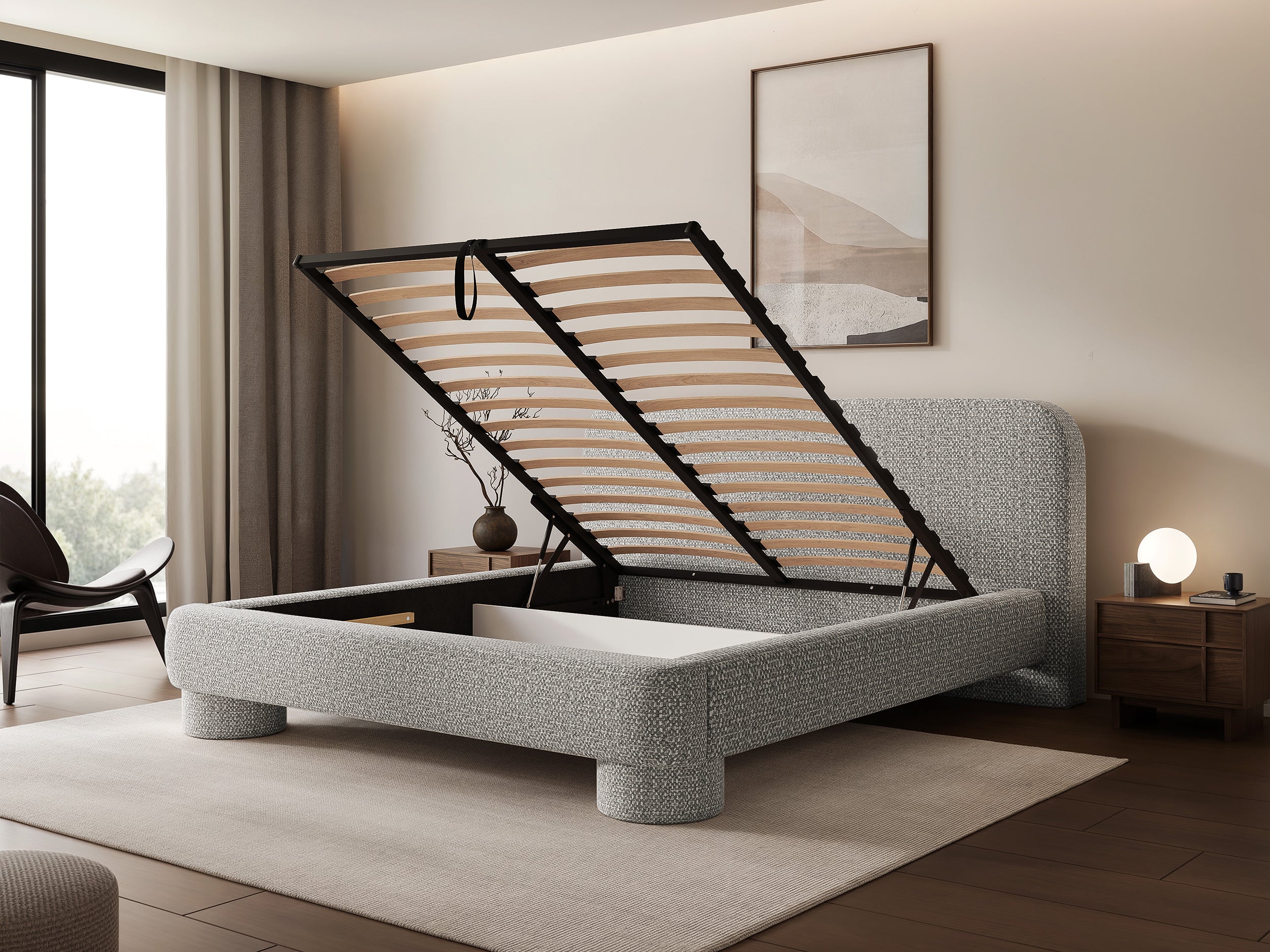 selsey-fredo-gepolstertes-bett-140x200-cm-mit-stauraum-grau-chenille image 3