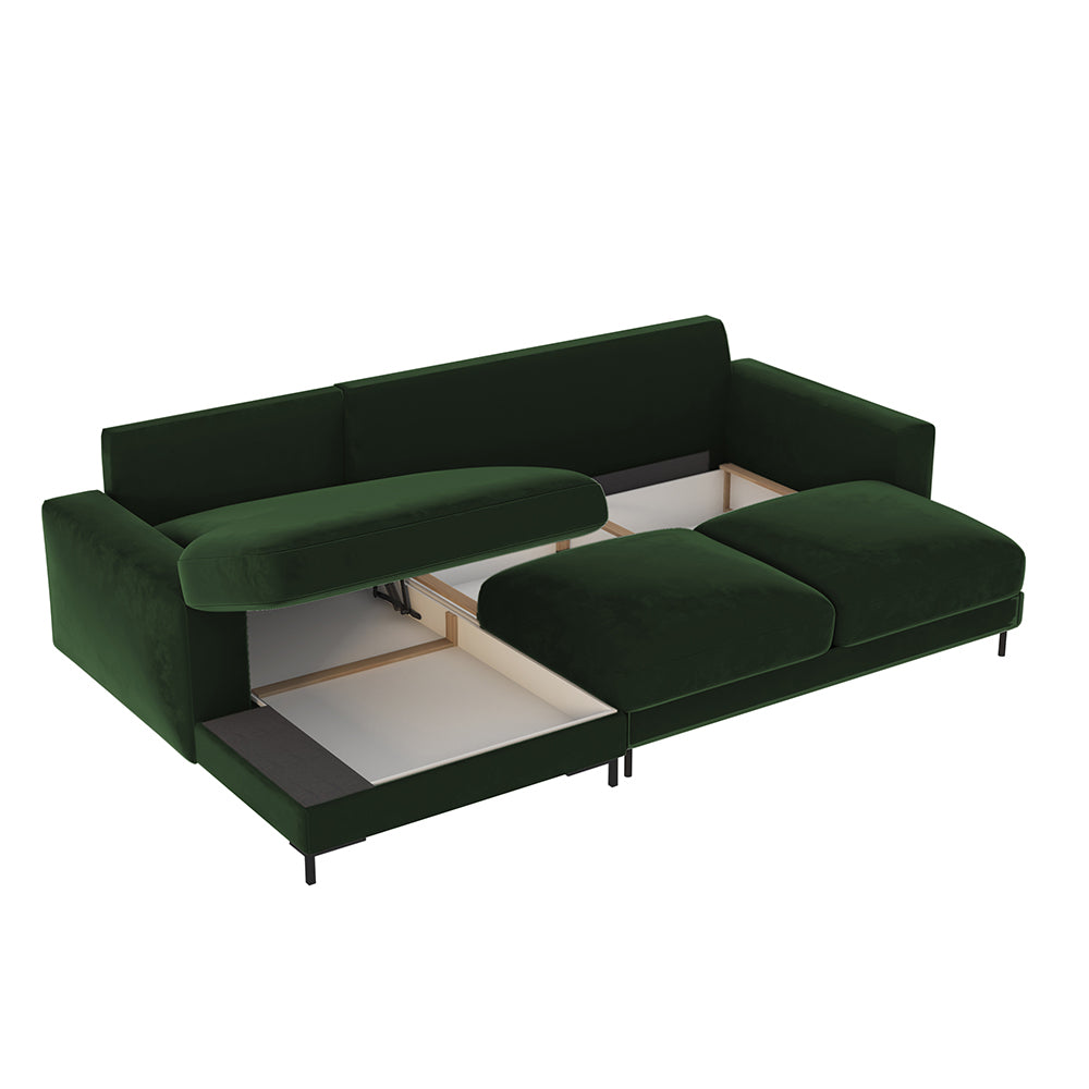 selsey-mokpeo-ecksofa-mit-schlaffunktion-l-form-2x-stauraum-samt-flaschengr-n-li image 3