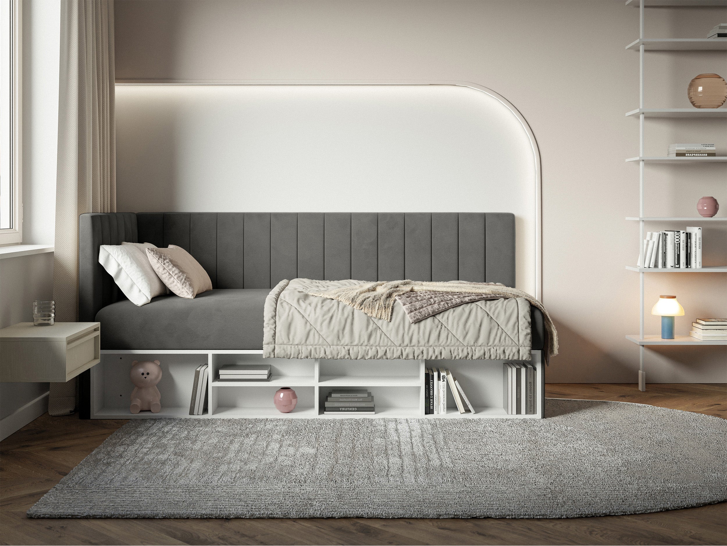 selsey-ventrio-jugendbett-90x200-cm-linksseitig-mit-bettkasten-und-regalen-dunke image 2