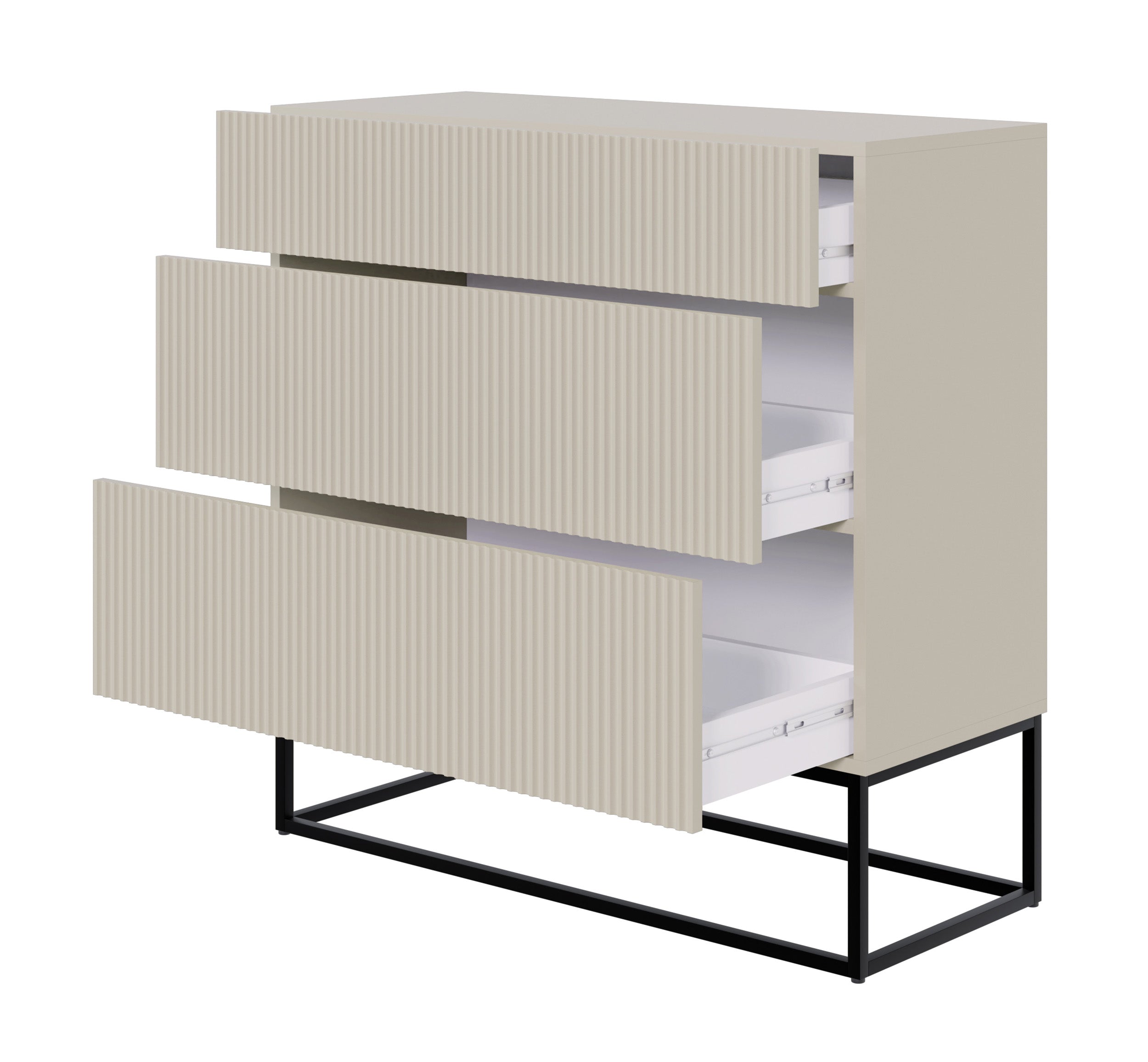 selsey-veldio-kommode-90-cm-mit-3-schubladen-und-gefr-ster-front-grau-beige-schw image 4
