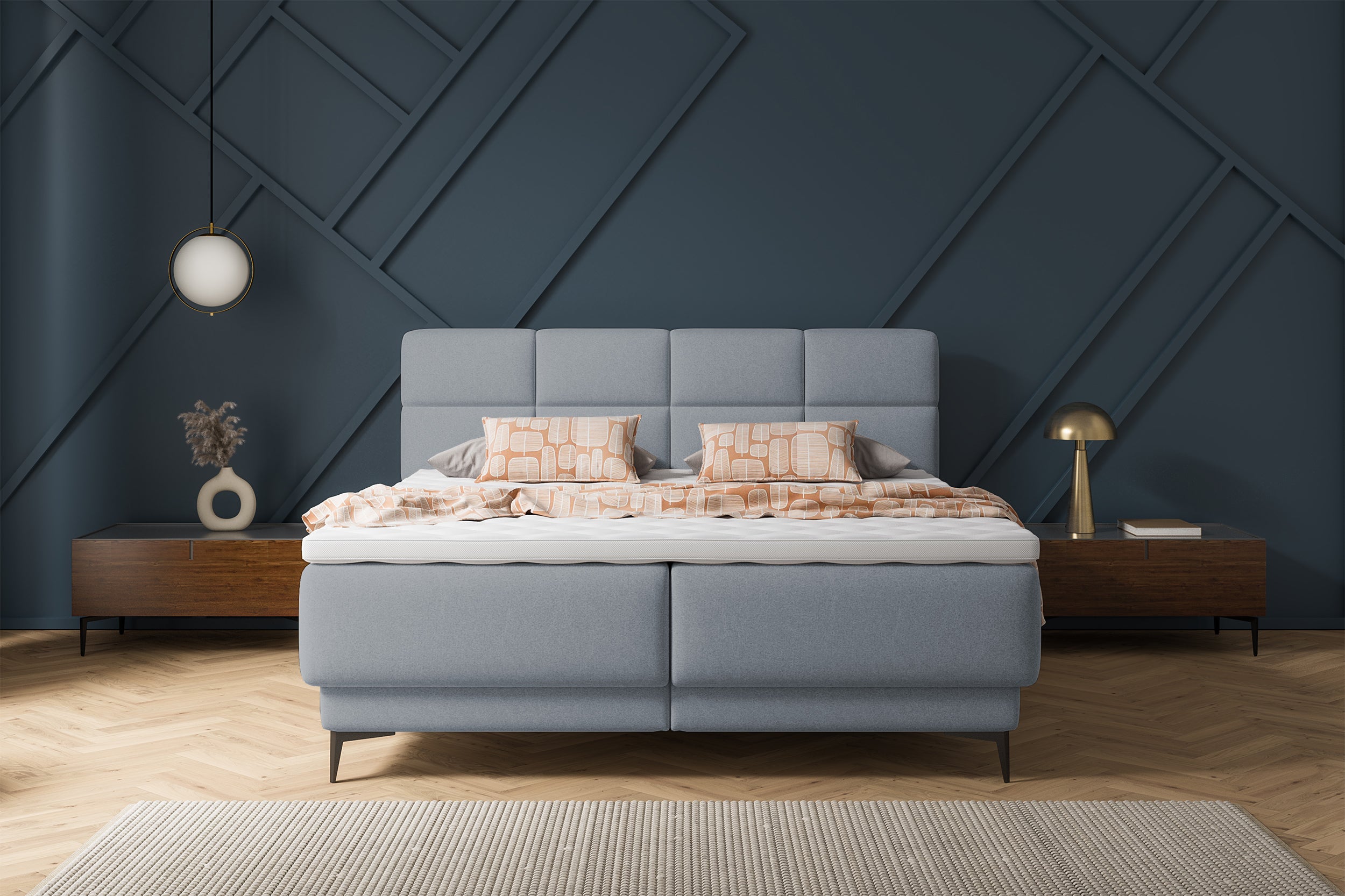 selsey-rektango-kontinentales-bett-160x200-cm-mit-stauraum-und-topper-grafischer image 3