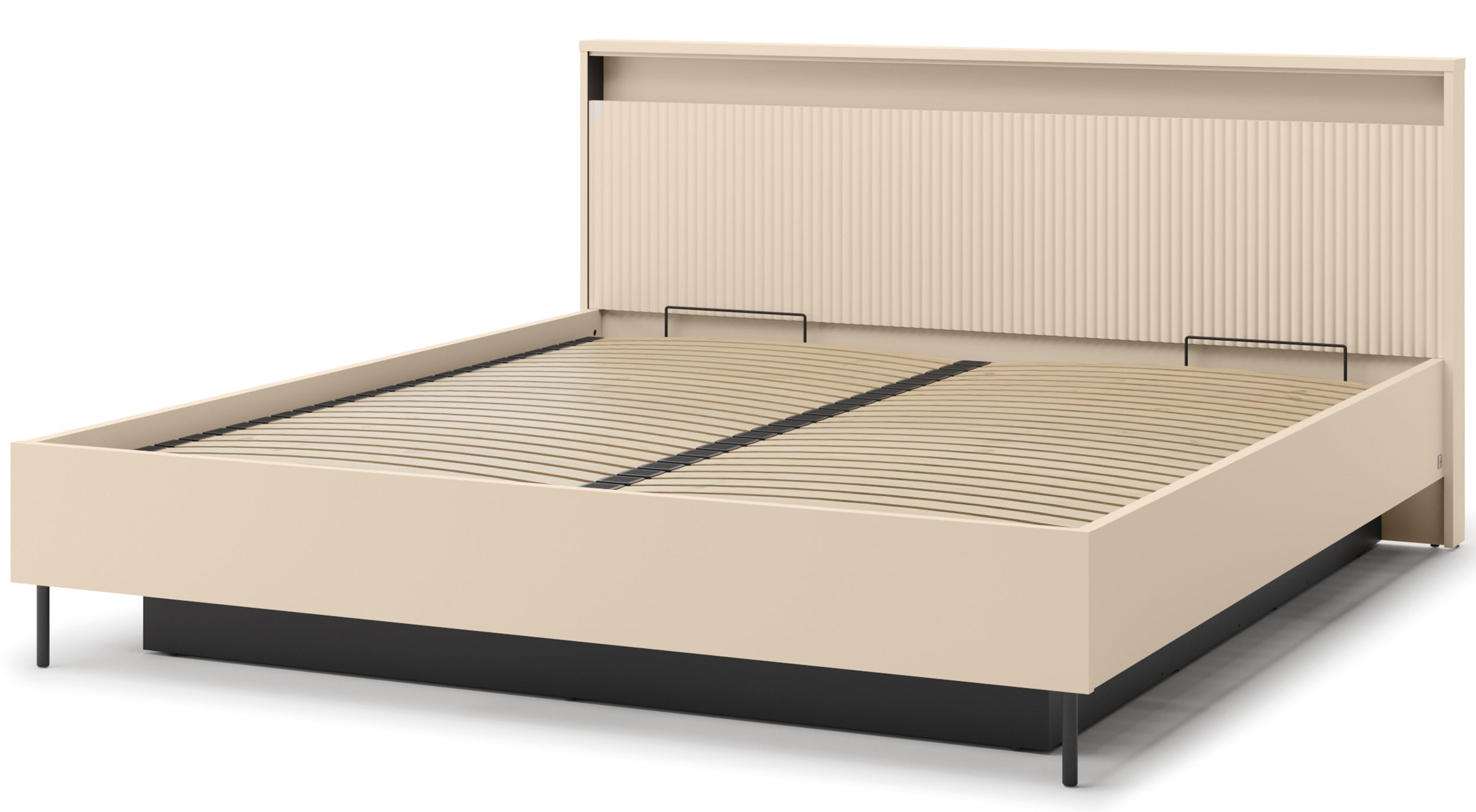 selsey-trend-bett-180x200-cm-gerillt-mit-stauraum-und-beleuchtung-sandbeige-schw image 6