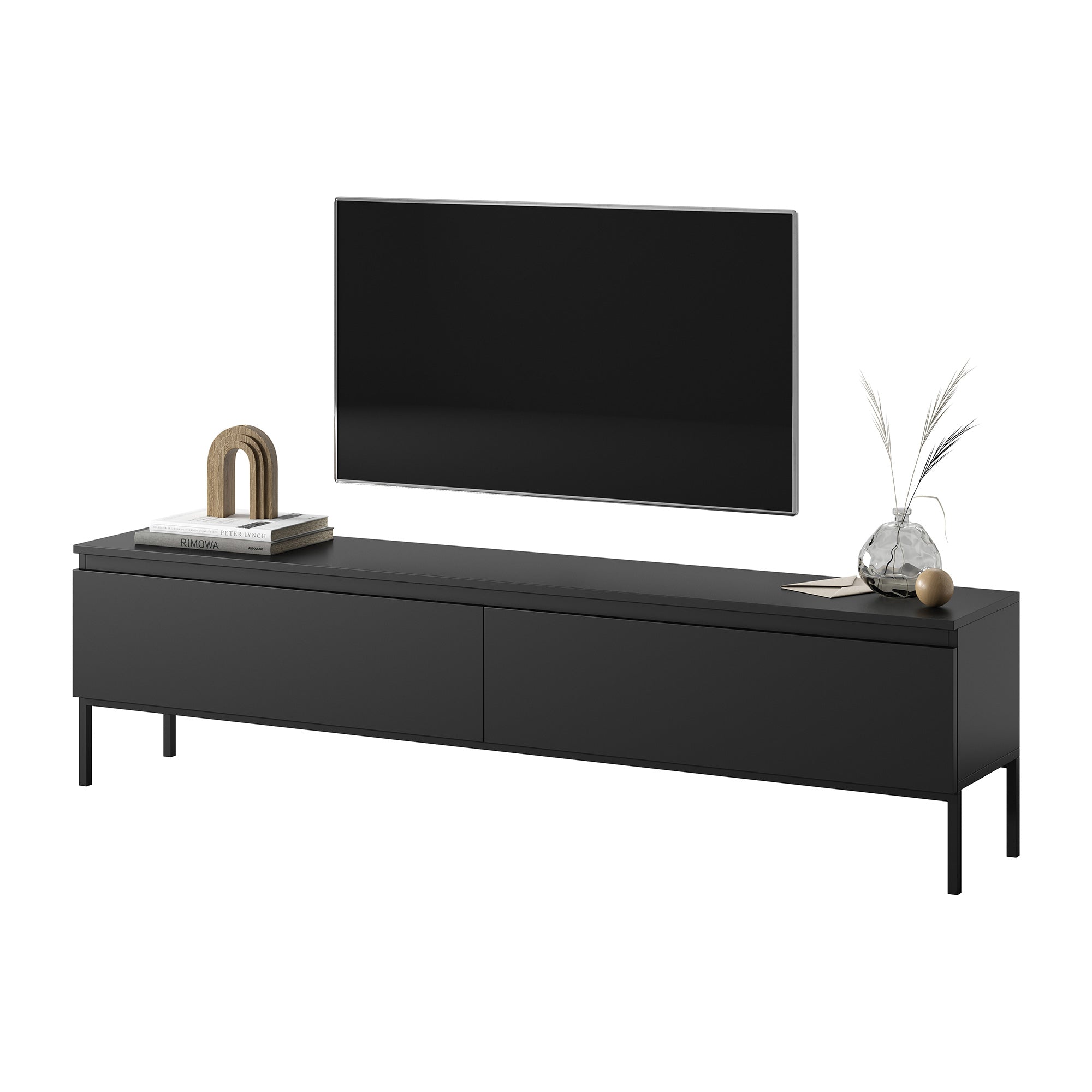 selsey-tv-schrank-bemmi-175-cm-schwarz-mit-schwarzen-beinen image 1